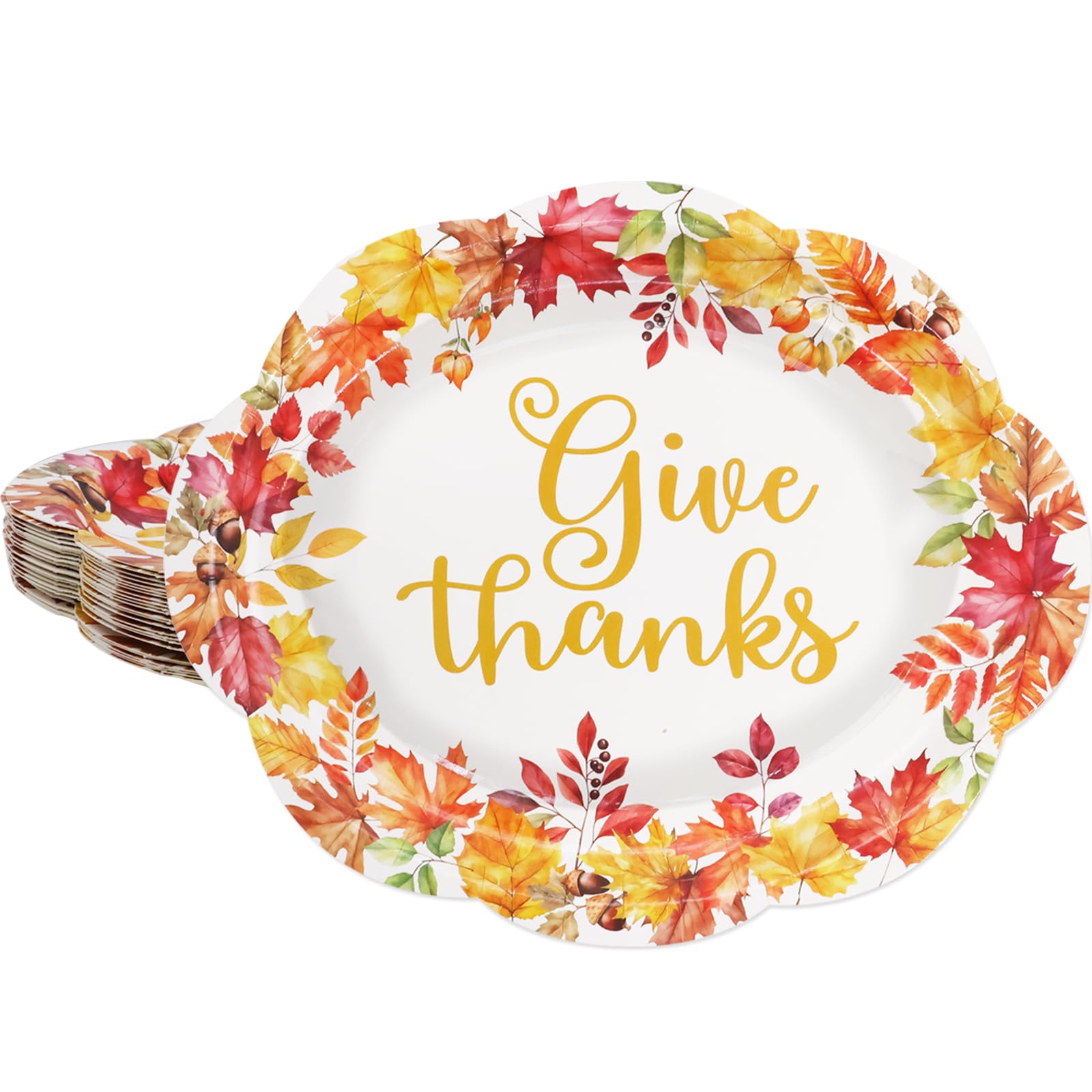 Fancy Land 24 Pcs Fall Oval Paper Plates Maple Leaves 10    x 12    Thanksgiving Disposable Dinner Platters Heavy Duty Dinnerwar