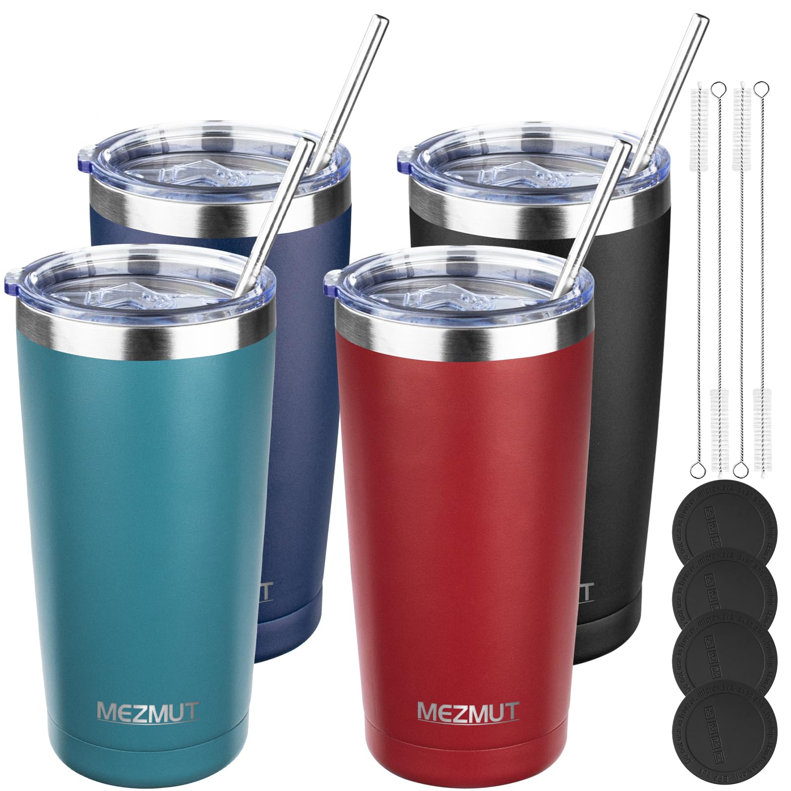 MEZMUT 20oz Insulated Tumbler Cup Travel Coffee Mug with Lid(Mixed2,4 Pack)