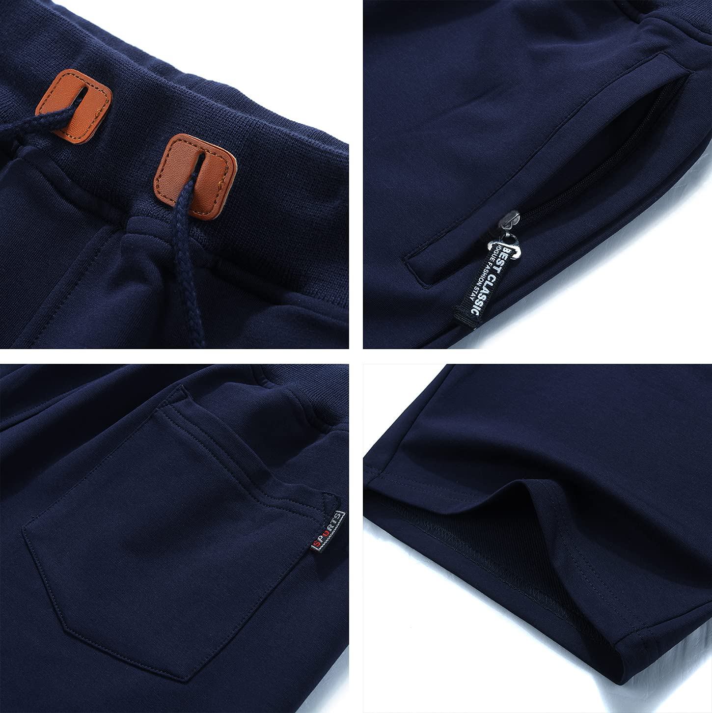 Qpngrp Mens Shorts Casual Drawstring Zipper Pockets Elastic Waist Navy 36