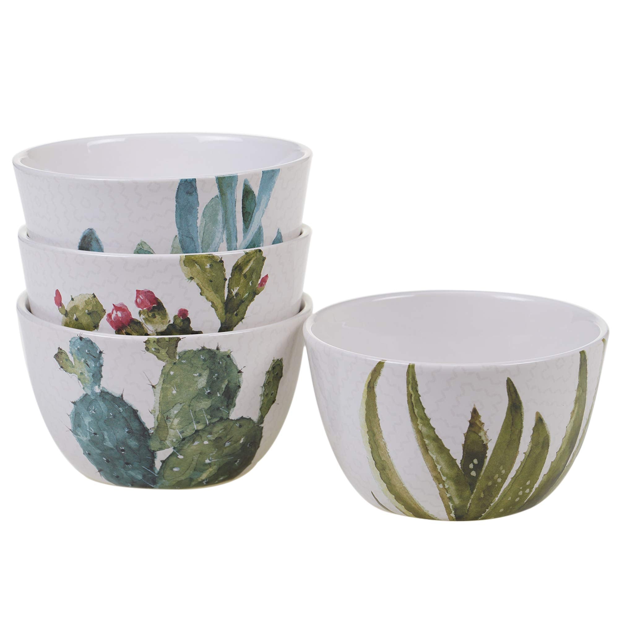 Certified International 22155Set4 Cactus Verde Dinnerware, Tableware, Dishes, One Size, Multicolored
