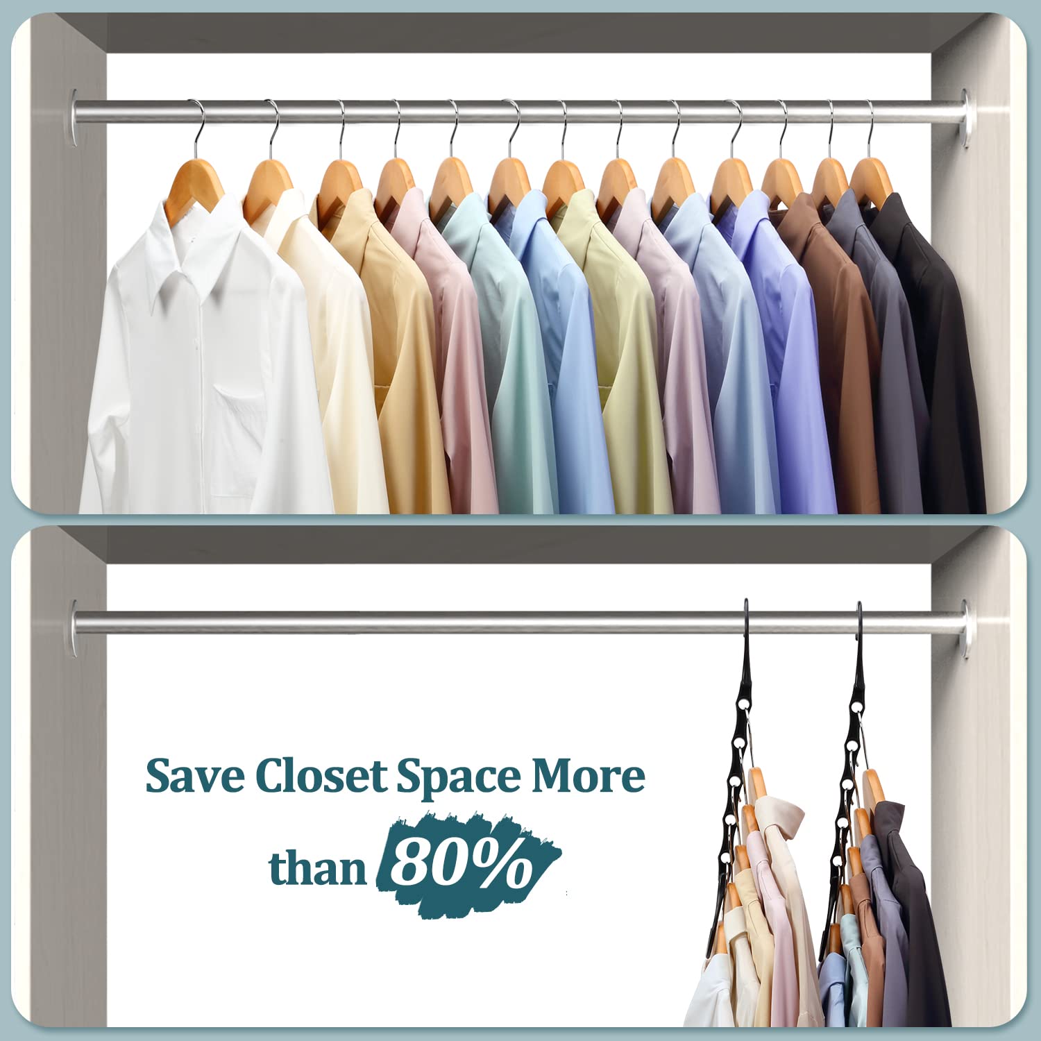AMKUFO 6 Pack-Closet-Organizers-and-Storage  Magic-Hangers-Space-Saving-for-Clothes  Closer-Organizer-for-Closet-Organization  Space-Saver-Hanger-Organizer-for-Multipurpose  Dorm-Room-Essentials
