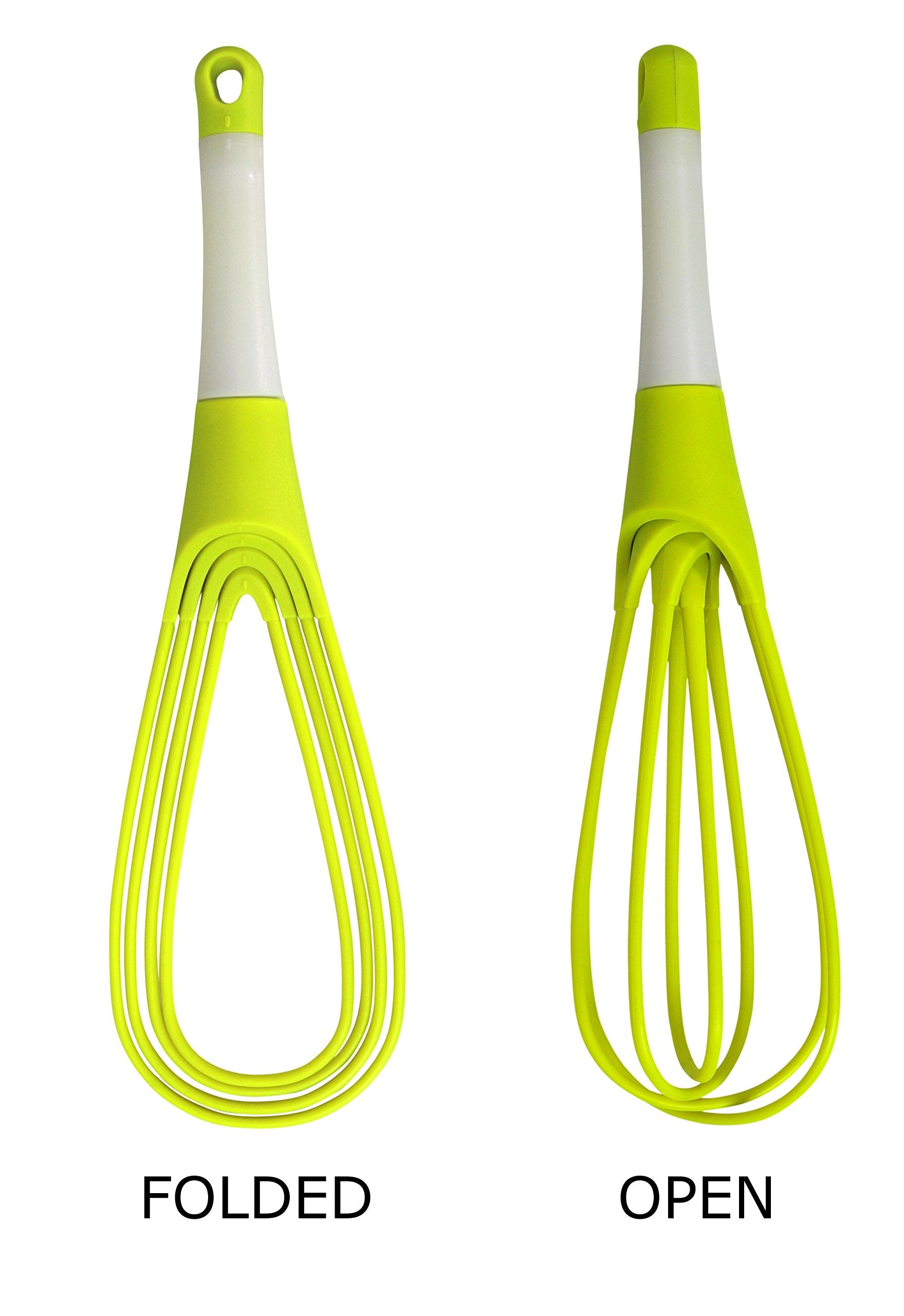 Iconikal 12-Inch Collapsible 2-In-1 Balloon/Flat Whisk, Green