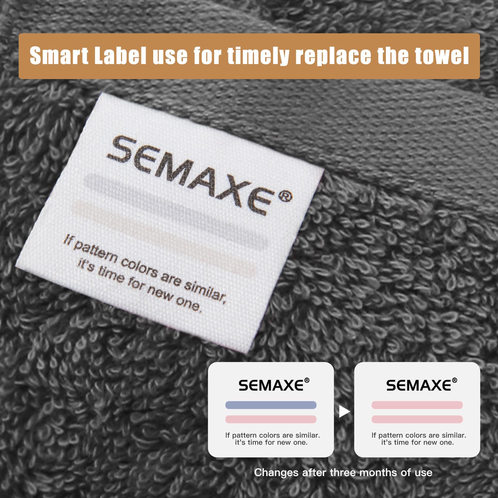 Semaxe Hand Towel For Bathroom Set Of 4,100% Cotton Grey Towels With Hanging Loops, Hotel Spa Quality Absorbent Towels, 27'' L X