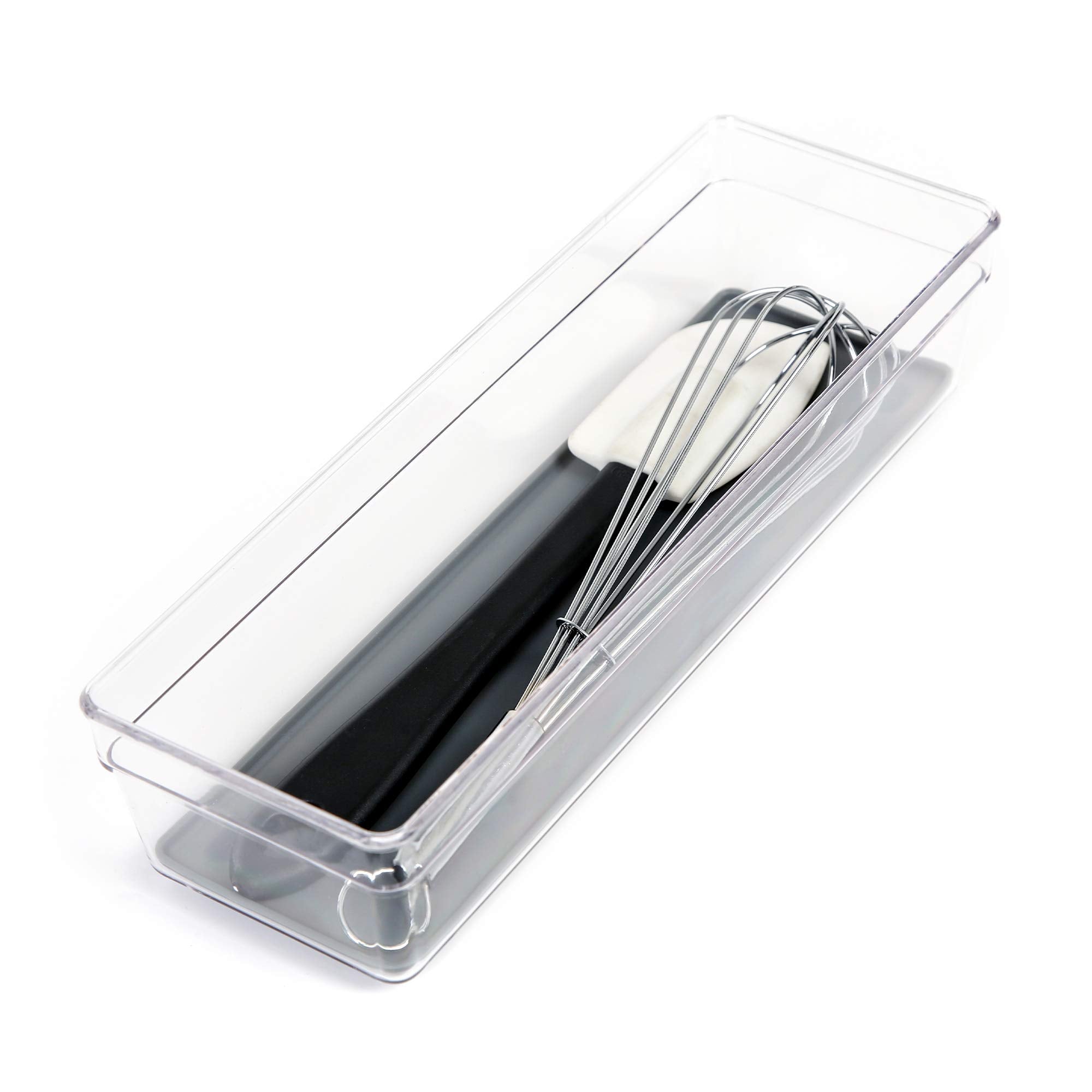 Smart Design Plastic Drawer Organizer - 9 X 3 Inch - Silicone Bottoms - Bpa Free - Makeup Tray, Vanity, Utensils, Silverware Sto