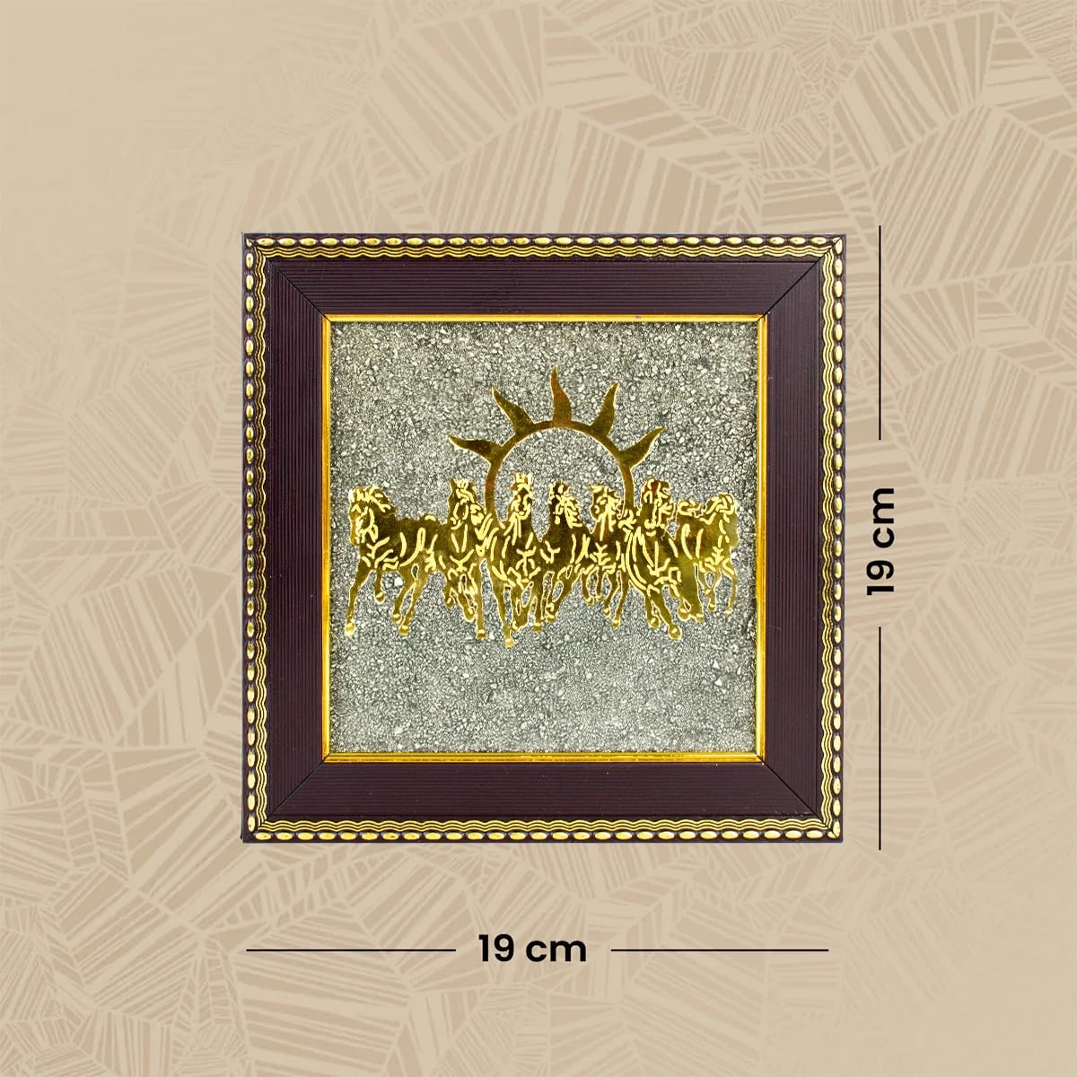 Astrotalk 7 Horses on Raw Pyrite Frame | Seven Horses Wall Decor Pyrite Stone Frame for Success & Fame | Vastu Items for Money Attraction | Wall Decor | Ideal Gift | 19x19x1 cm | 1 Piece