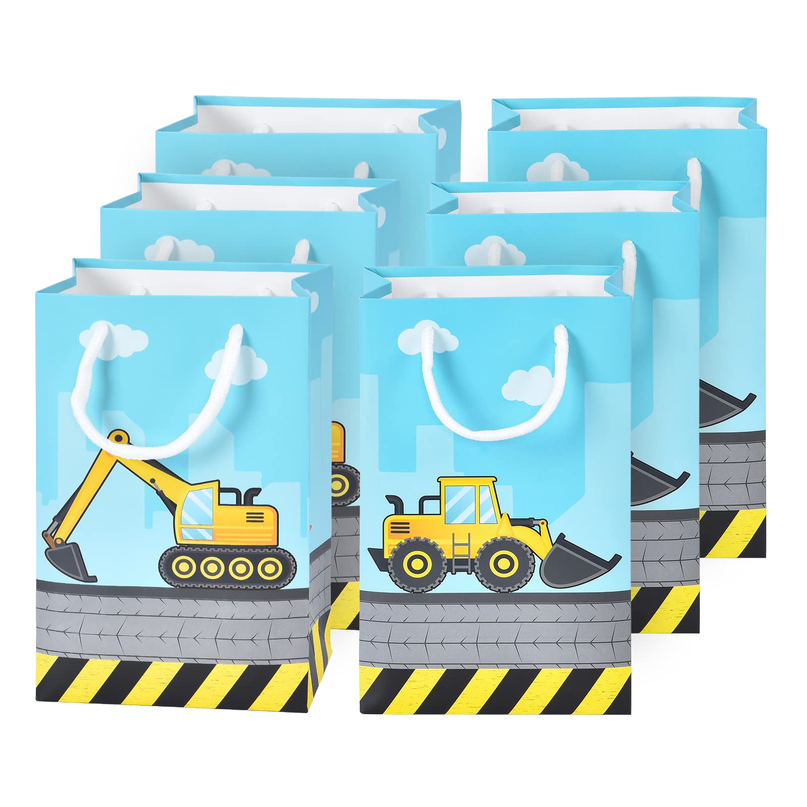 Wernnsai Construction Party Supplies - 16Pcs Dump Truck Party Favor Tote Bags For Boys Candies Treats Toys Gifts Storage Bag Bir