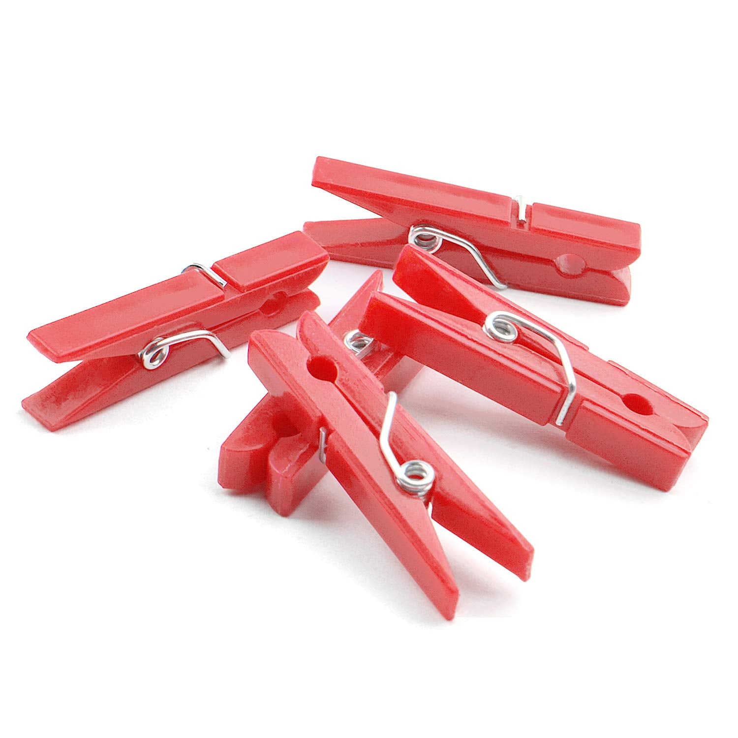 Jdesun 50 Pieces Photo Clips Mini Plastic Picture Paper Clip Clothespins Peg for Office Home Arts(Red)
