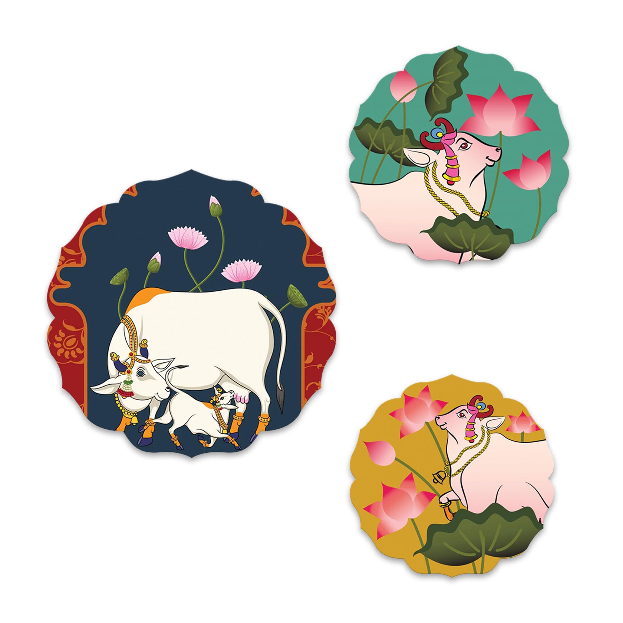 Artvibes Pichwai Designer Art Wooden Wall Hanging Decor | Decorative Hanging Items for Living Room | Office | Gifts | Modern Wal