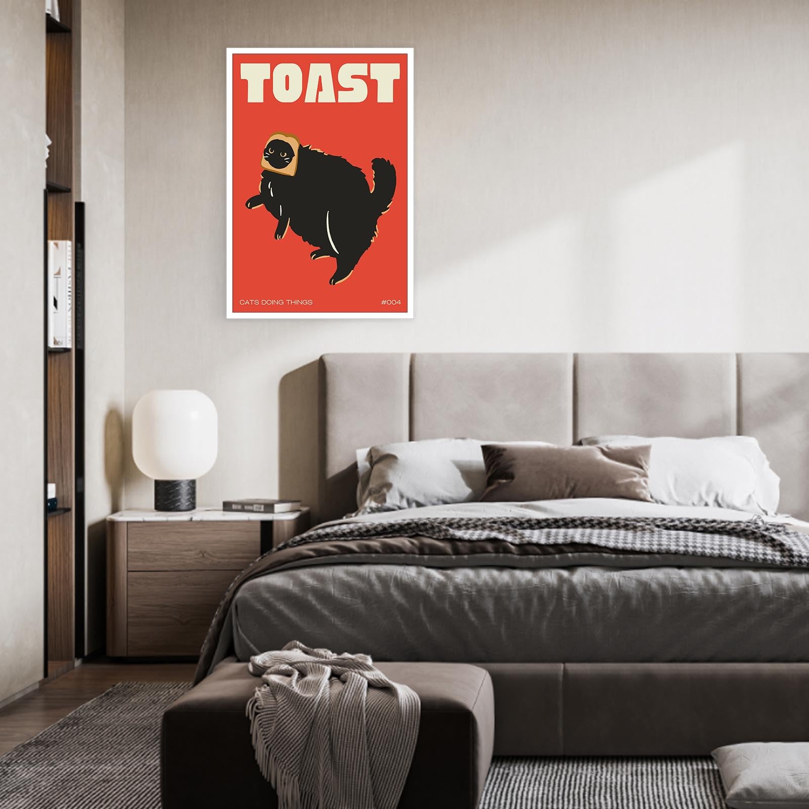 Tyohu Funny Black Cat Bread Kitchen Canvas Wall Art Cute Quirky Cat Doing Things Toast Posters Cat Lover Gifts Funky Pet Animal