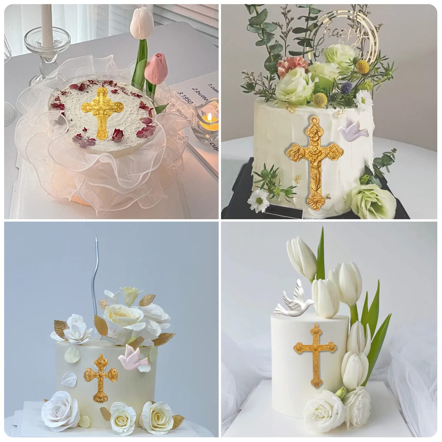 Mujiang Baptism Cake Decorations Cross Cake Mold Cross Silicone Mold Communion Dove Fondant Molds Praying Hand Mold For Baptism