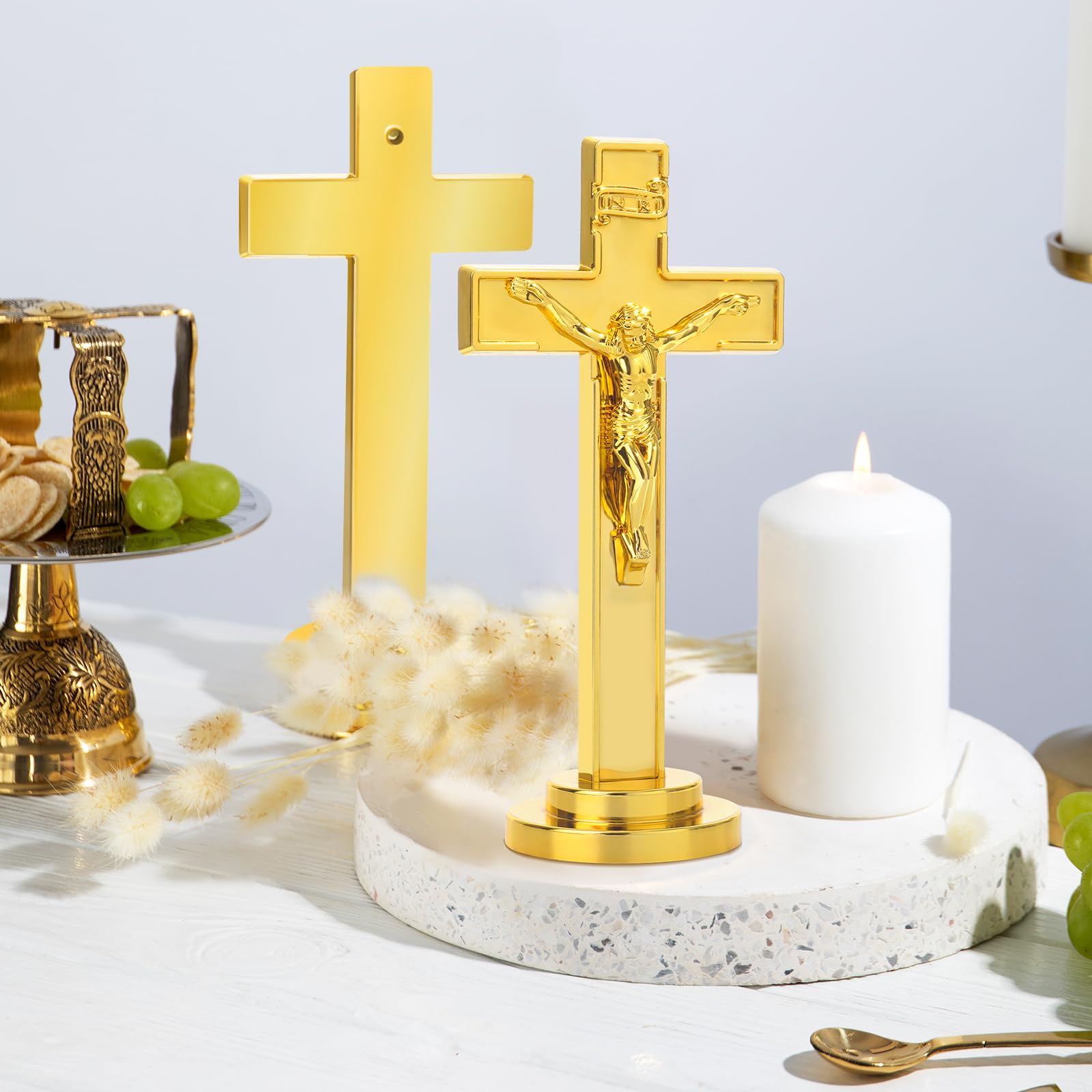 NCPLYGOU 12pcs Crucifix Cross Catholic,Crucifix Standing Cross,Tabletop Cross,Plastic Desktop Wall Mounted Jesus Christ Catholic