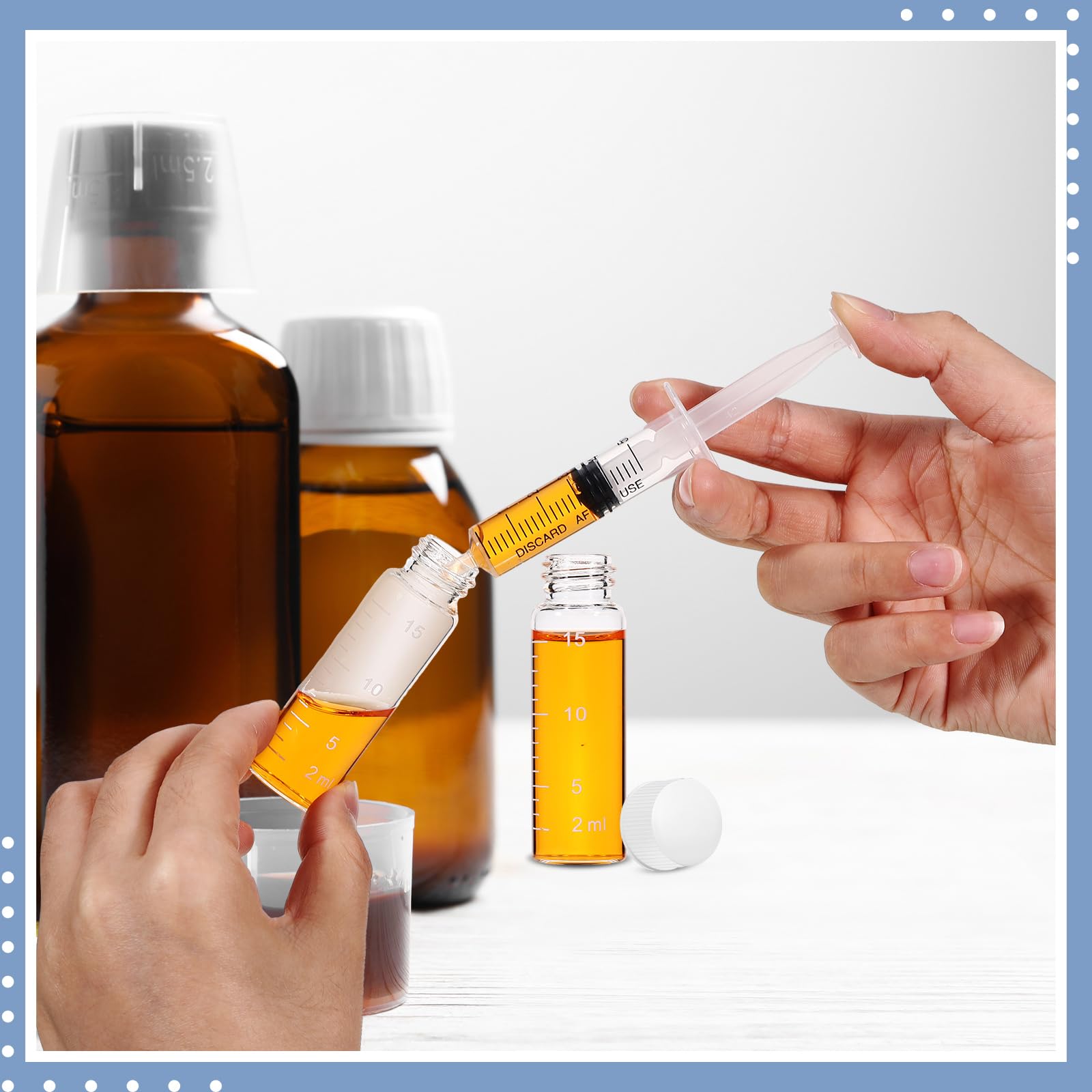 Baderke 6 Pcs Liquid Medicine Travel Container Scale Glass Bottles, Single Dose Medicine Bottles Dispenser With Leak-Proof Plug