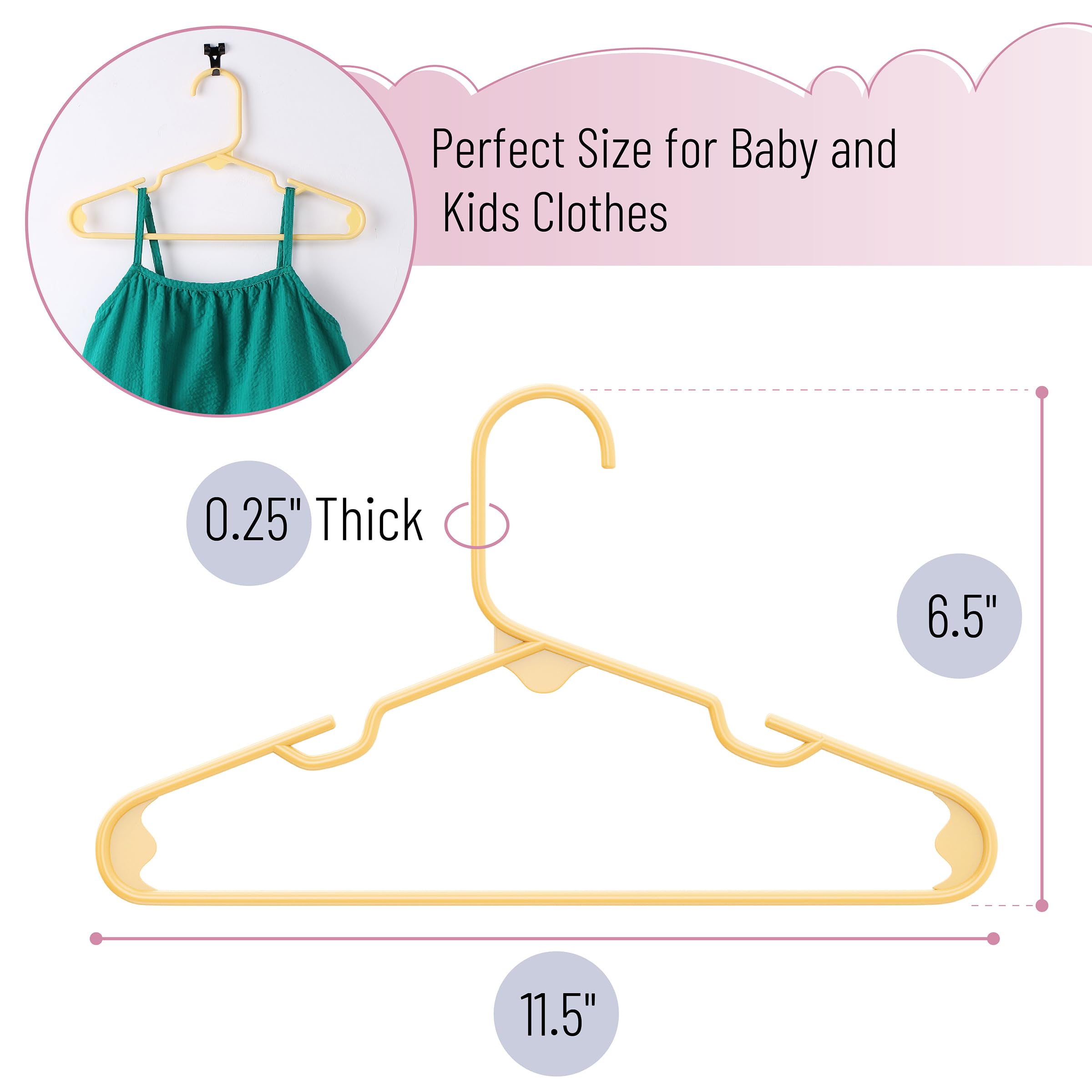 Mr. Pen- Kids Plastic Hangers, 10 Pack, Yellow Baby Hanger, Childrens Hangers For Clothes, Baby Hangers For Closet, Kids Hangers