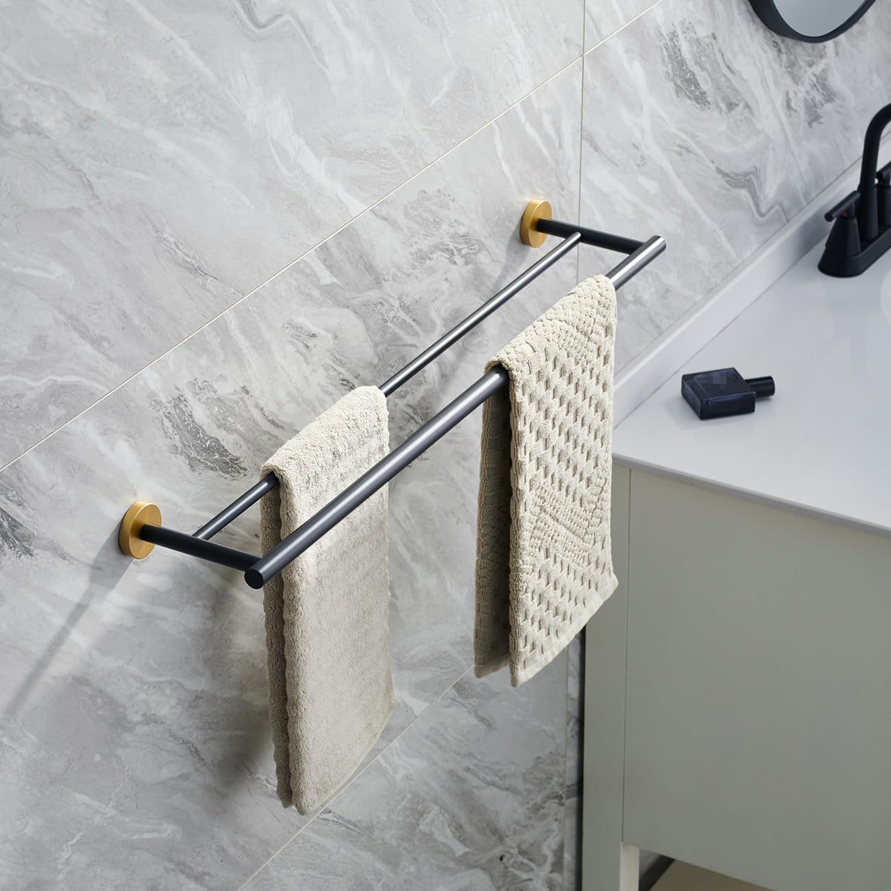 Miyili 30-Inch Bathroom Double Towel Bar Brushed Stainless Steel Bath Towel Rack Holder Wall Mount, A01N75B