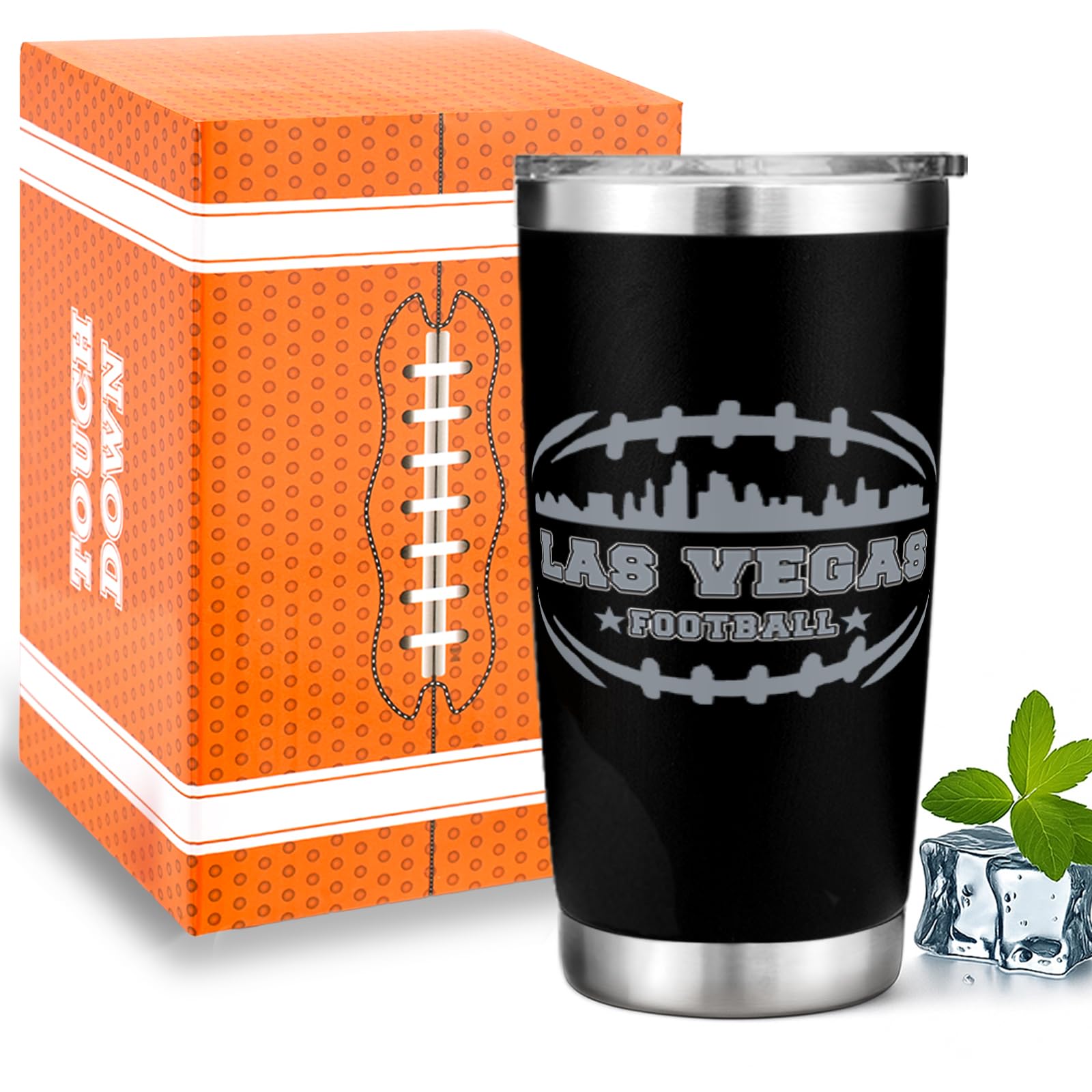 Football Fan 20 Oz Insulated Travel Coffee Cup Mug Tumbler with Lid Las Vegas Themed Merch Shop Men Women Sport Stuff Gear Raide