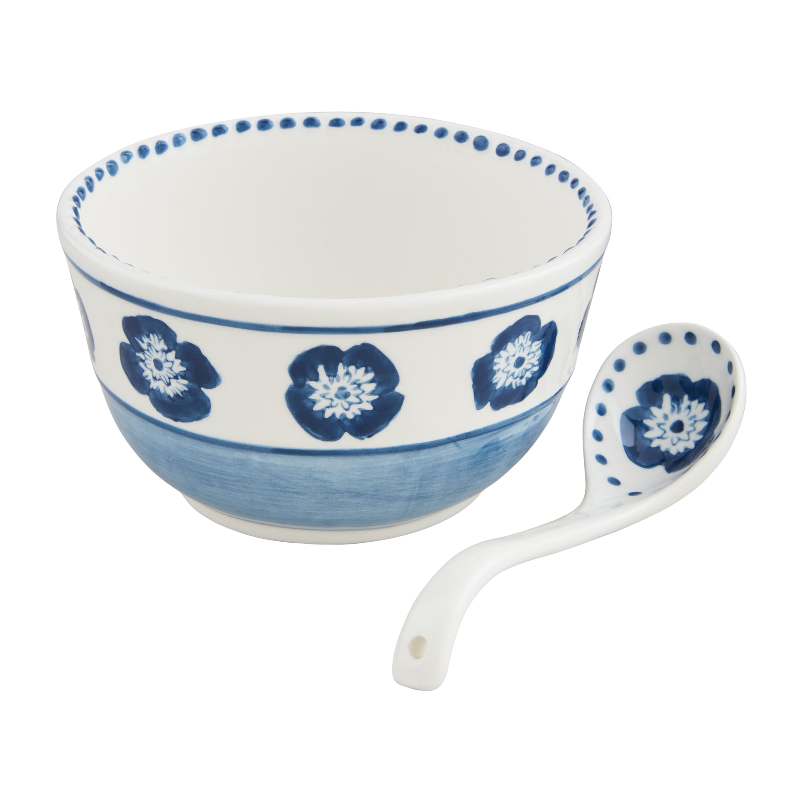 Mud Pie Block Print Salsa Tidbit; bowl 3 1/2 x 5 1/2 | ladle 5 1/2