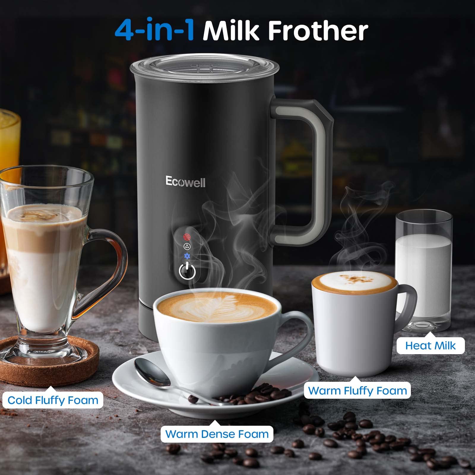 Ecowell Milk Frother And Steamer, Frother For Coffee, 8.1Oz/240Ml Coffee Frother Electric, Warm And Cold Foam Frother, Milk Stea