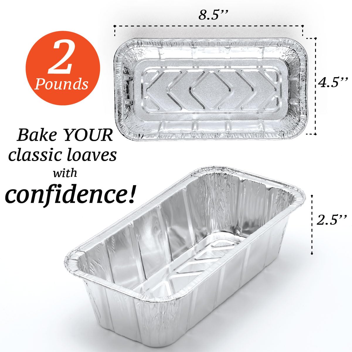 Spare Essentials 2Lb Foil Bread Pans For Baking (65 Pack) Disposable Bread Pans - Perfect For Baking Banana Bread, Cakes & Meatl