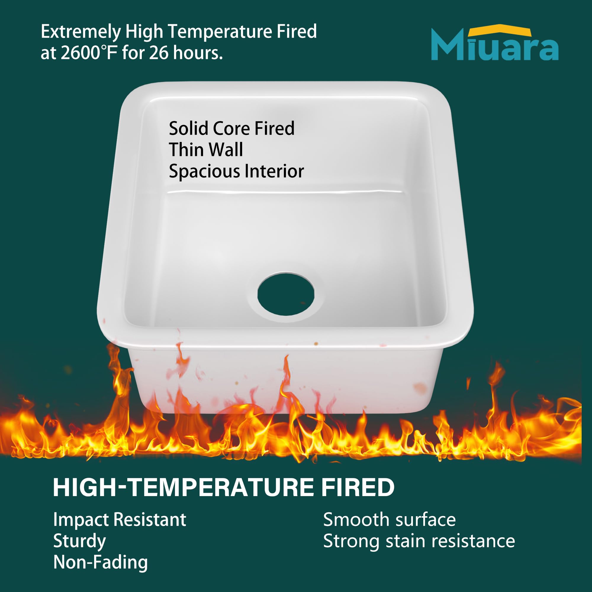 Miuara White Undermount Kitchen Sink 18 Inch - Wet Bar Sink Drop In 18''X18'', 8'' Deep Small Outdoor Kitchen Sink Dual Mount,Si
