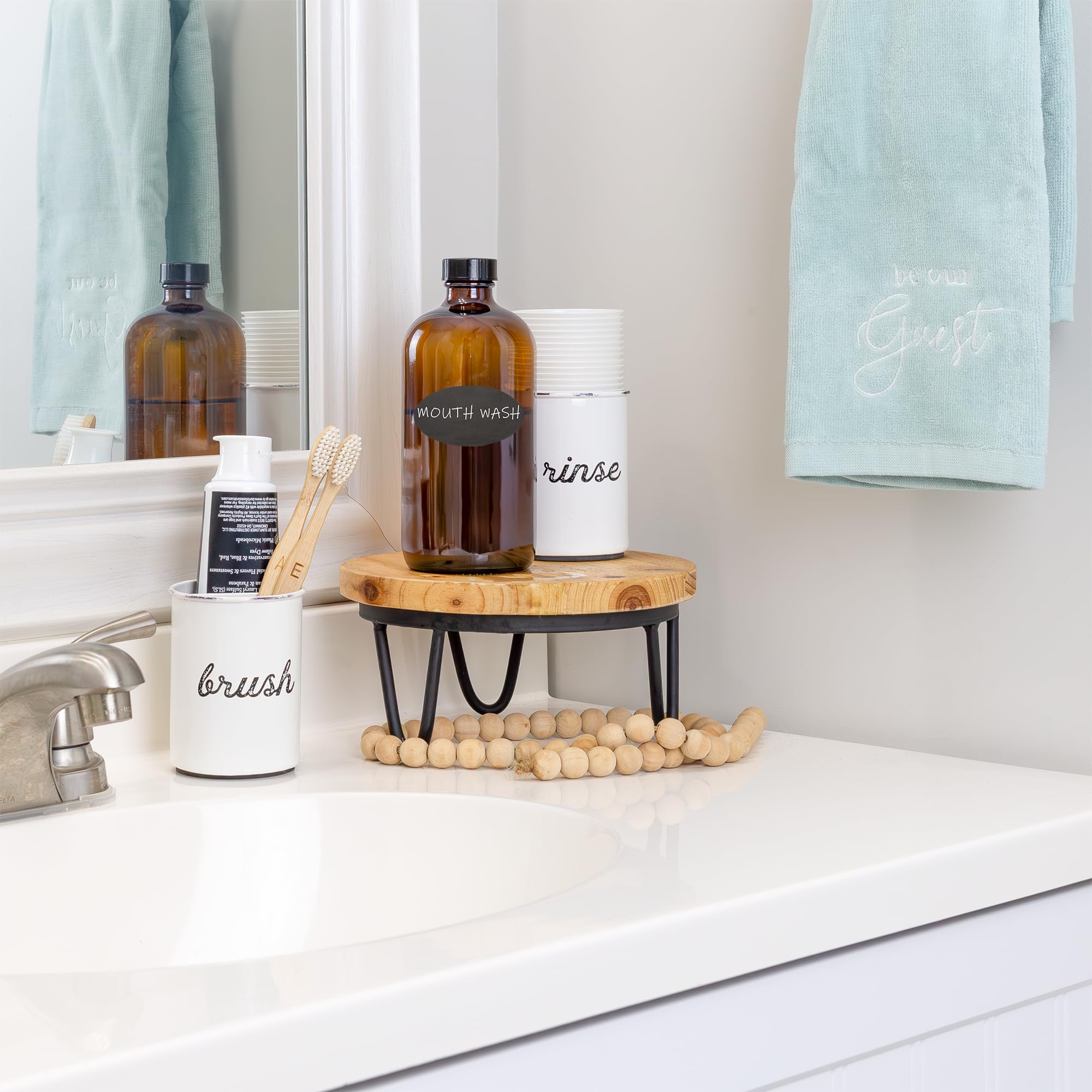 Cornucopia 16oz Amber Glass Bottles with Reusable Chalk Labels and Lids (2 Pack)  Refillable Brown Boston Round Bottles  with Black 28-400 Caps