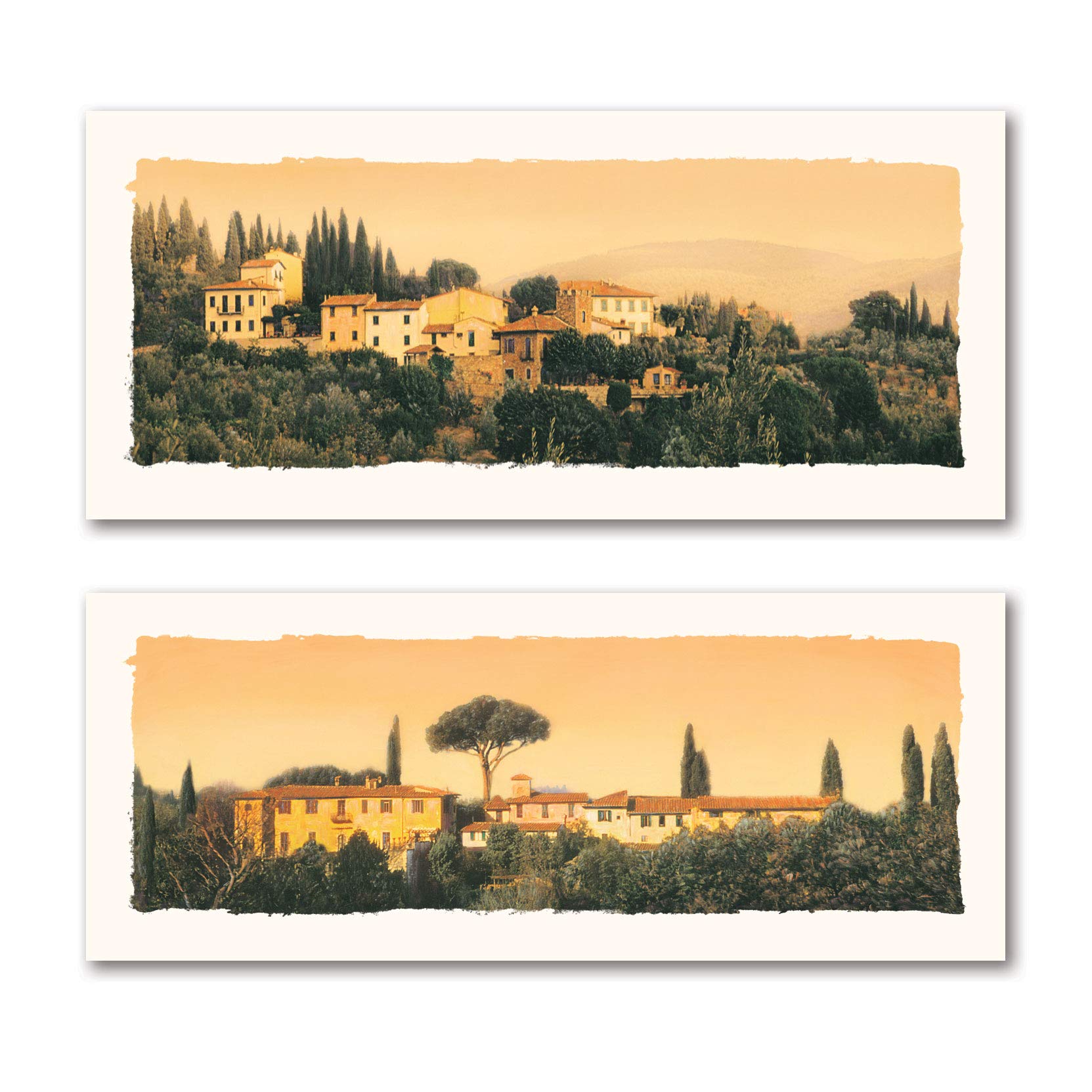 Gango Home Decor Bella Sera I Lovely, Rustic Tuscan Villas; Two 20X8 Poster Prints