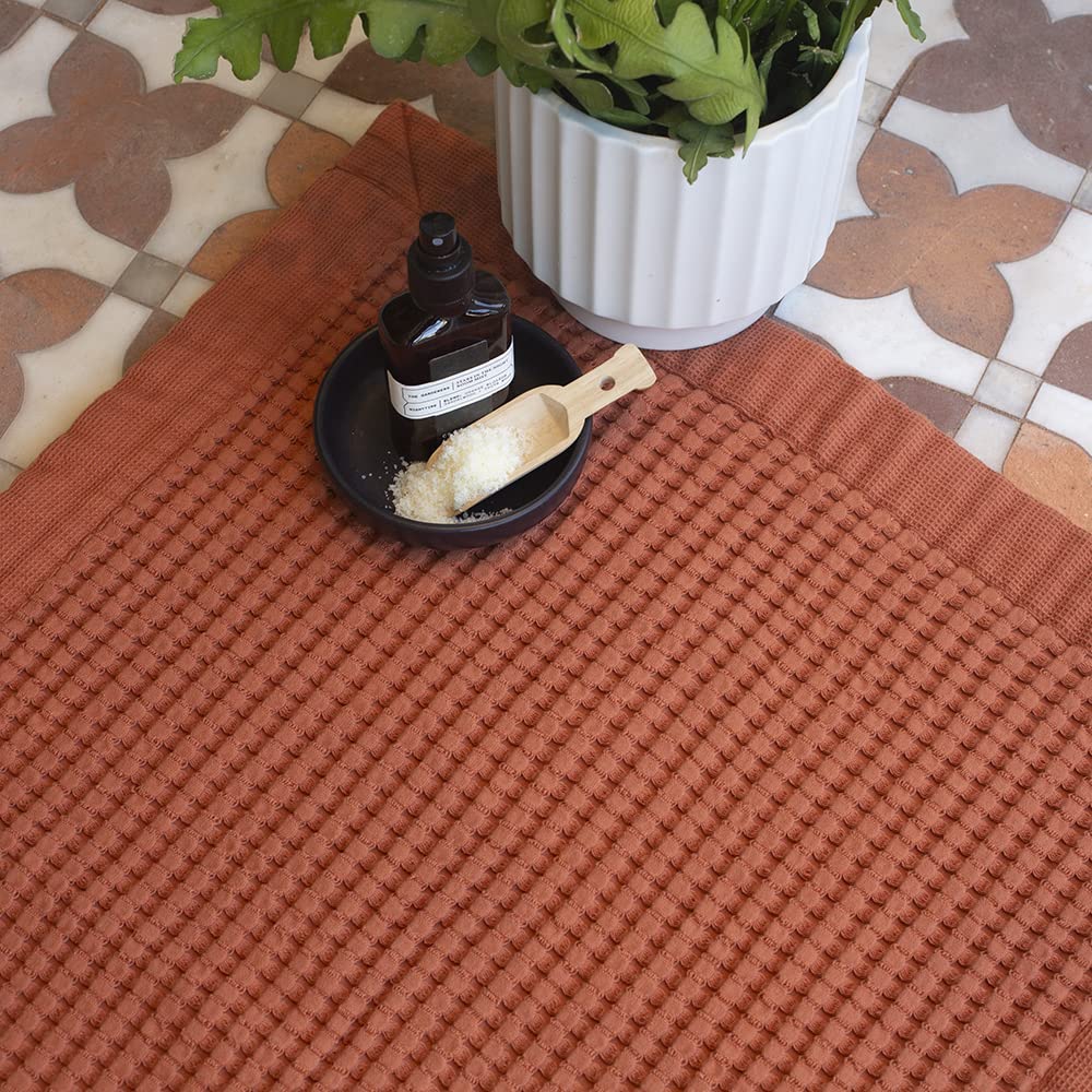 Gilden Tree Bathroom Mat Absorbent Cotton Quick Dry For Shower, Bath & Bathtub Washable Thin, Modern Style (Clay)