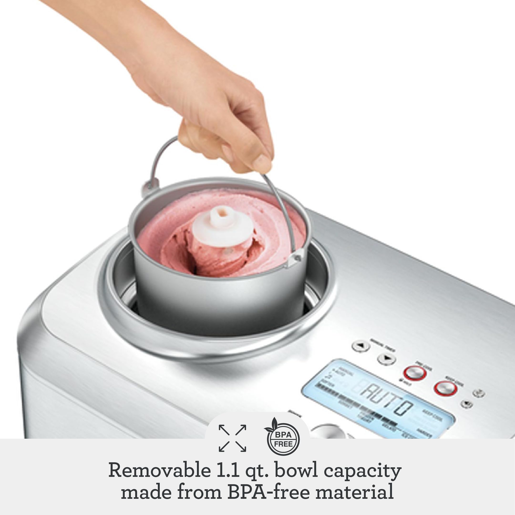 Breville Smart Scoop Ice Cream Maker BCI600XL, 1.5 Qt, Brushed Stainless Steel, Silver