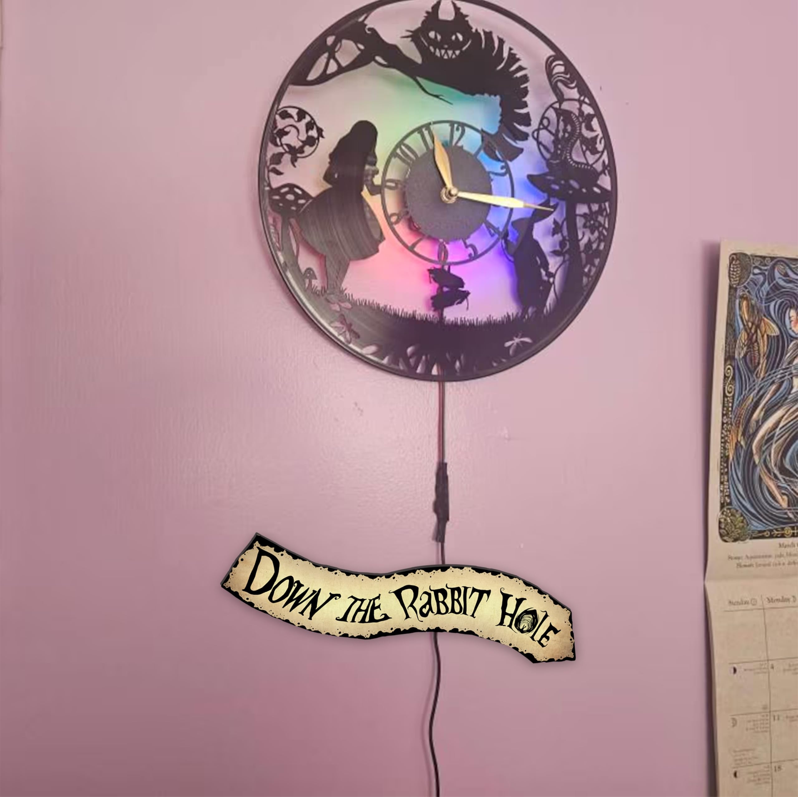 flinelife Down The Rabbit Hole Arrow Sign,16x4,Wonderland Party Decorations,Kids Room Decor For Girls