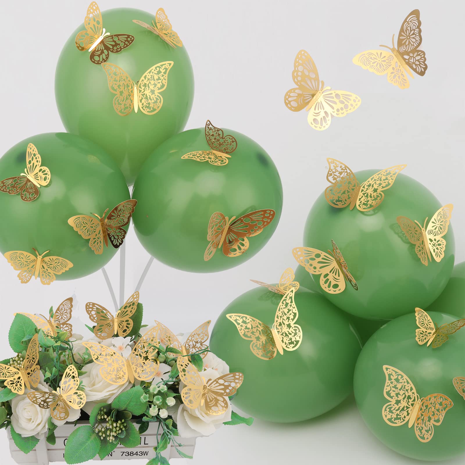Nelotaor 72 Pcs Butterfly Wall Decor, 3 Styles 3 Sizes 3D Gold Butterfly, Wedding Decorations, Birthday Party Decorations, Girls