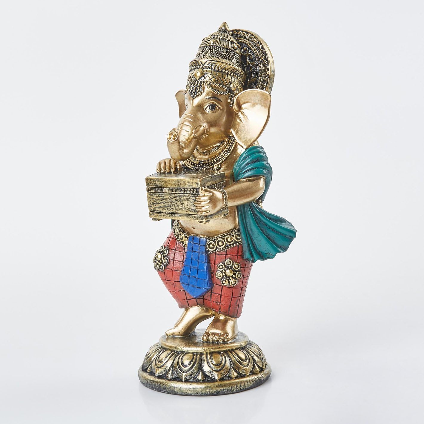 Ani Divine Polyresin Standing Lord Ganesha Idol Playing Harmonium Musical Instrument Statue Decorative Showpiece For Home Decor