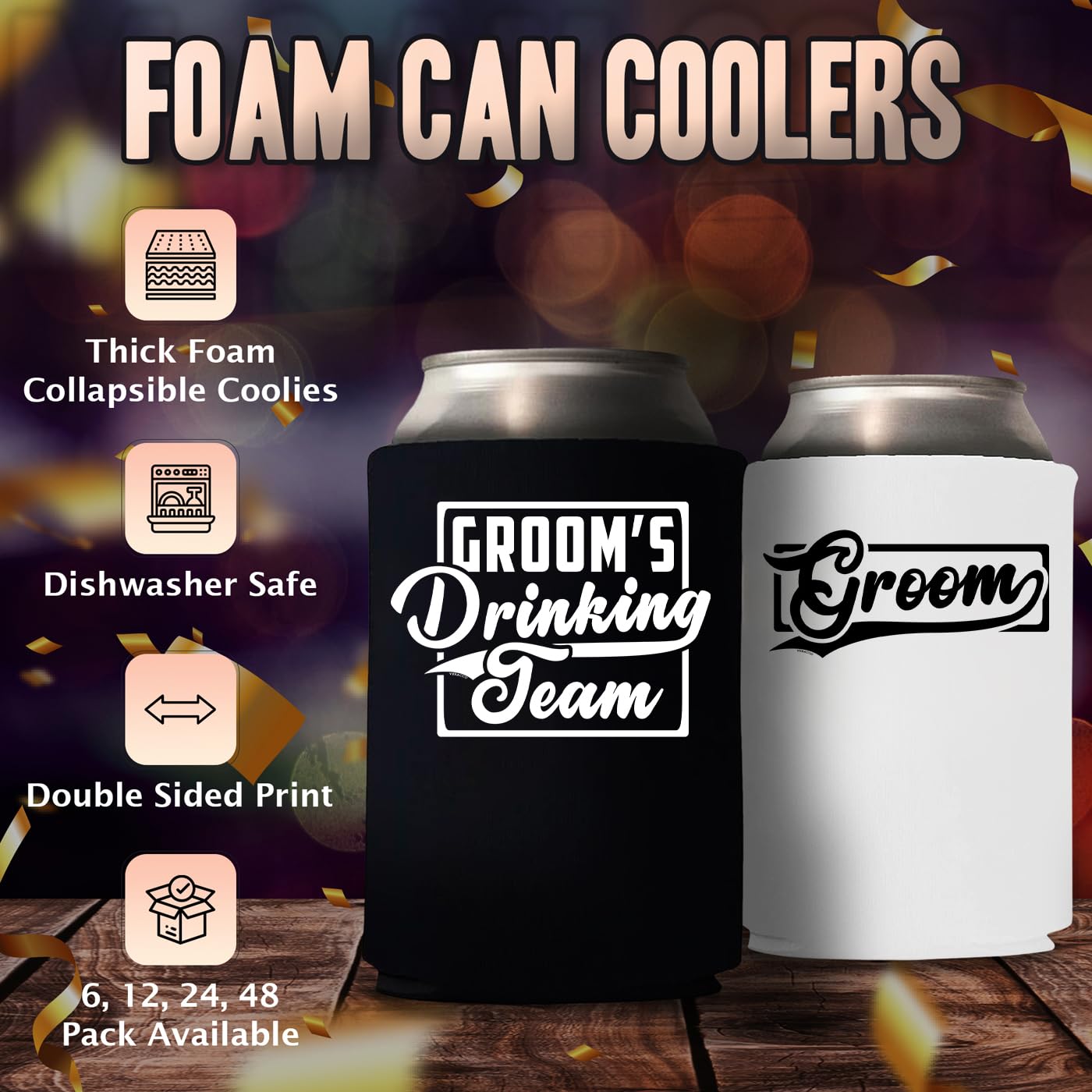 Veracco Groom And Groom'S Drinking Team Can Coolie Holder Bachelor Party Wedding Favors Gift For Groom Groomsmans Proposal (6, W