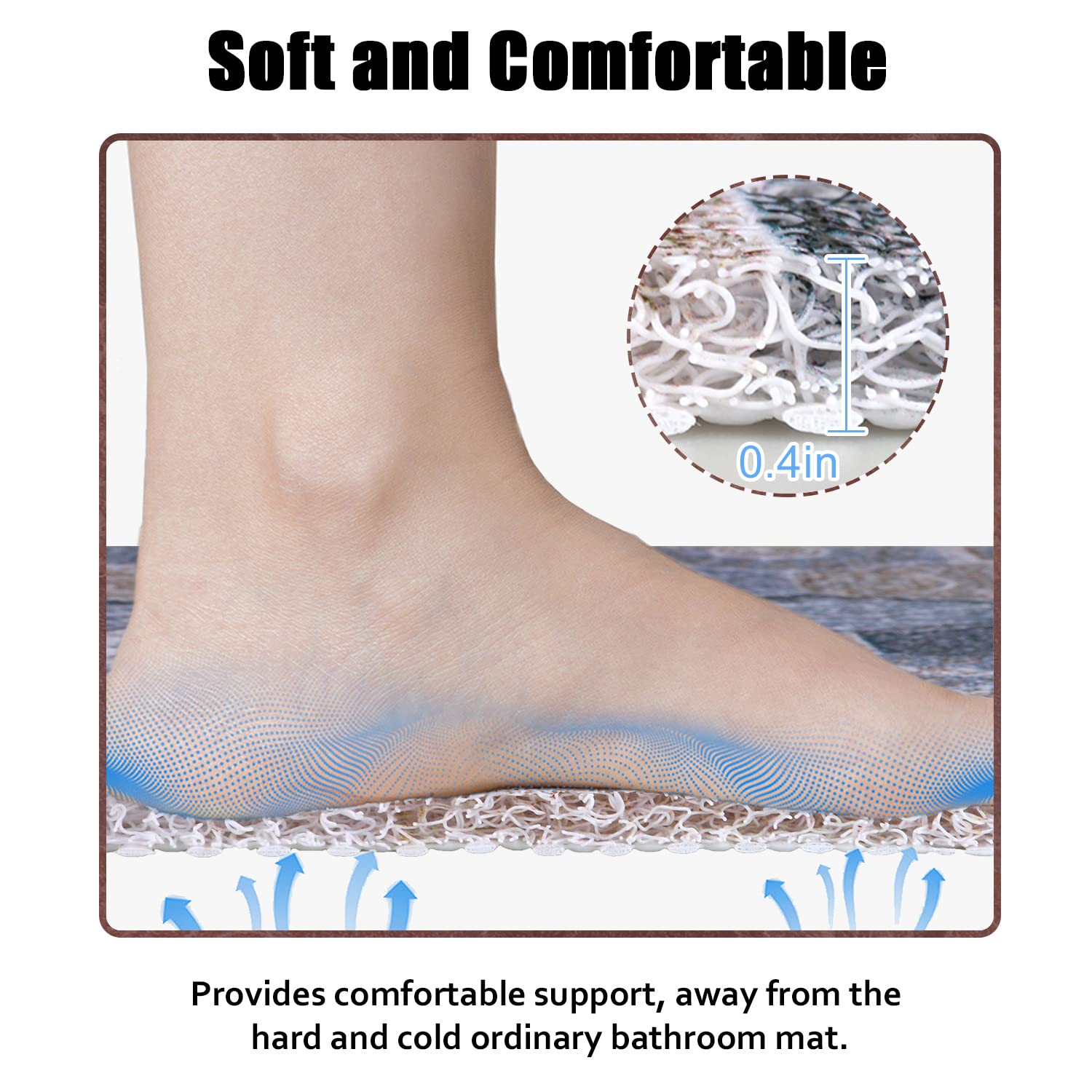 Shower Mat Non-Slip, Soft Comfort Bath Mat With Drainage Holes, Pvc Loofah Massage Bathmat For Shower,Tub,Bathroom,Wet Areas, Qu
