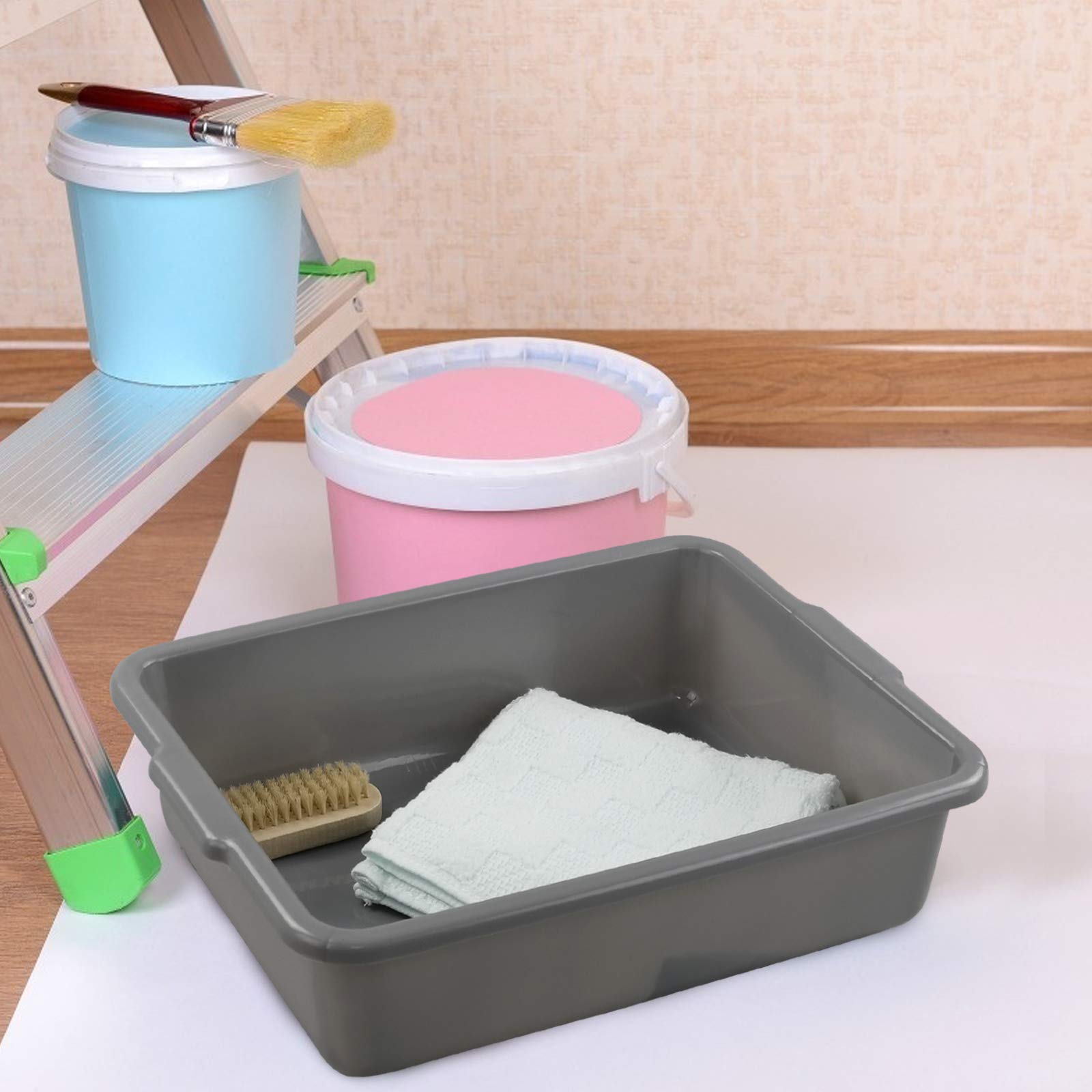 Cadineus 4 Packs 8 Liter Grey Commercial Bus Tub Box Tote Dishpan