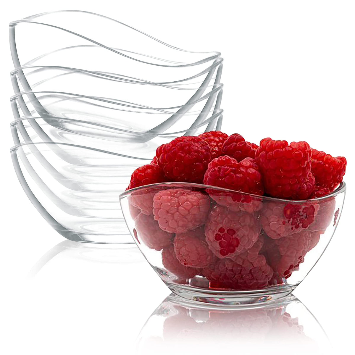Vikko Glass Bowls, Set Of 6 Decorative Glass Dessert Bowls, 10 Ounce Glass Dish For Dessert, Candy, Kitchen Prep, Dishwasher Saf