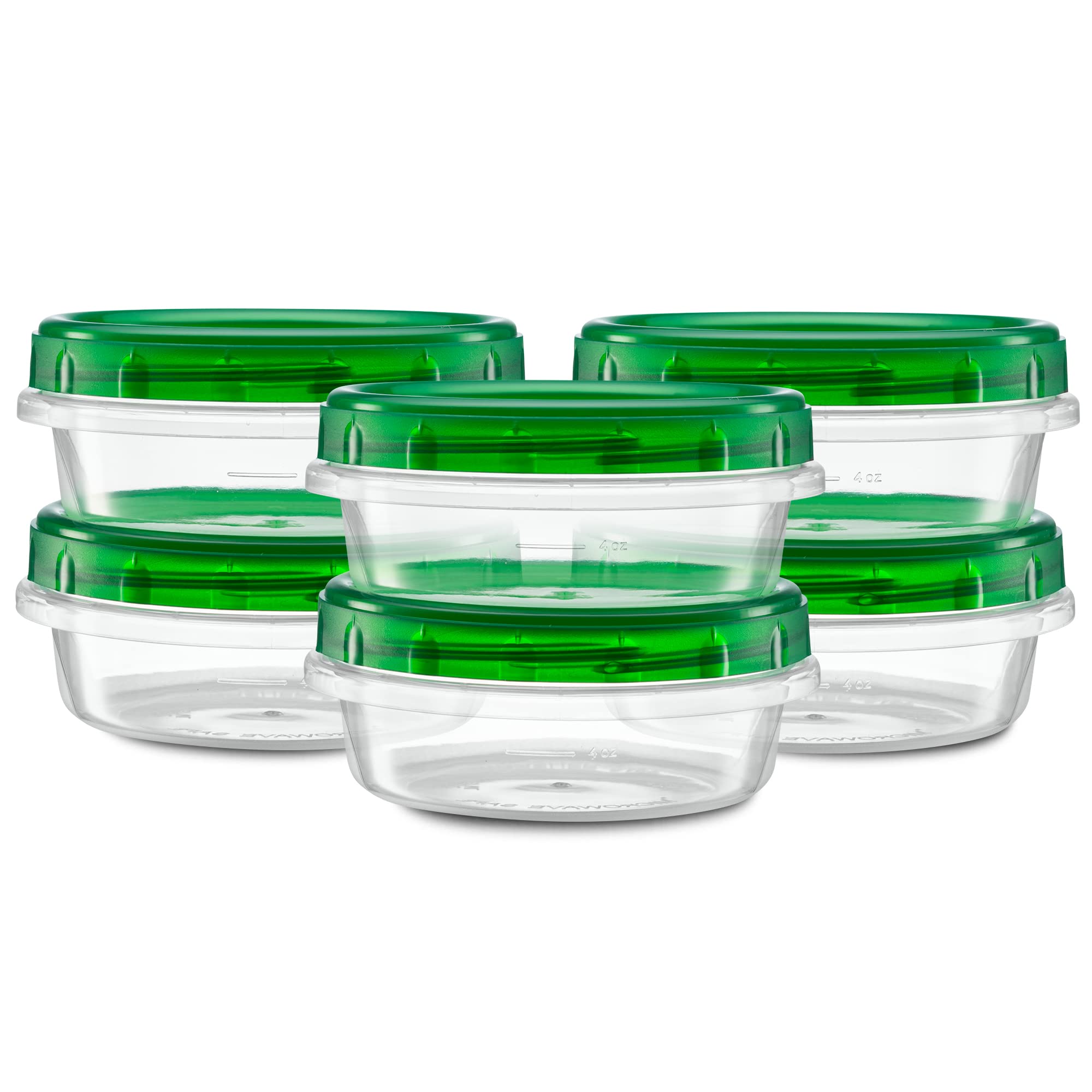 Elegant Disposables (8 Ounce 10 Pack) Twist Cap Containers Clear Bottom With Green Top Screw On Lids Twist Top Food Storage Free