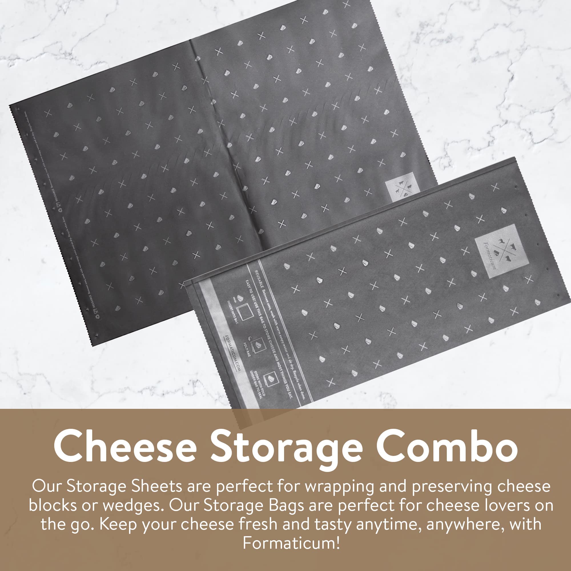 Formaticum Reusable Cheese Storage Bags | Size 5'' X 11'' | Professional-Grade Cheese Strorage Bag | Store Cheese, Sandwiches, A
