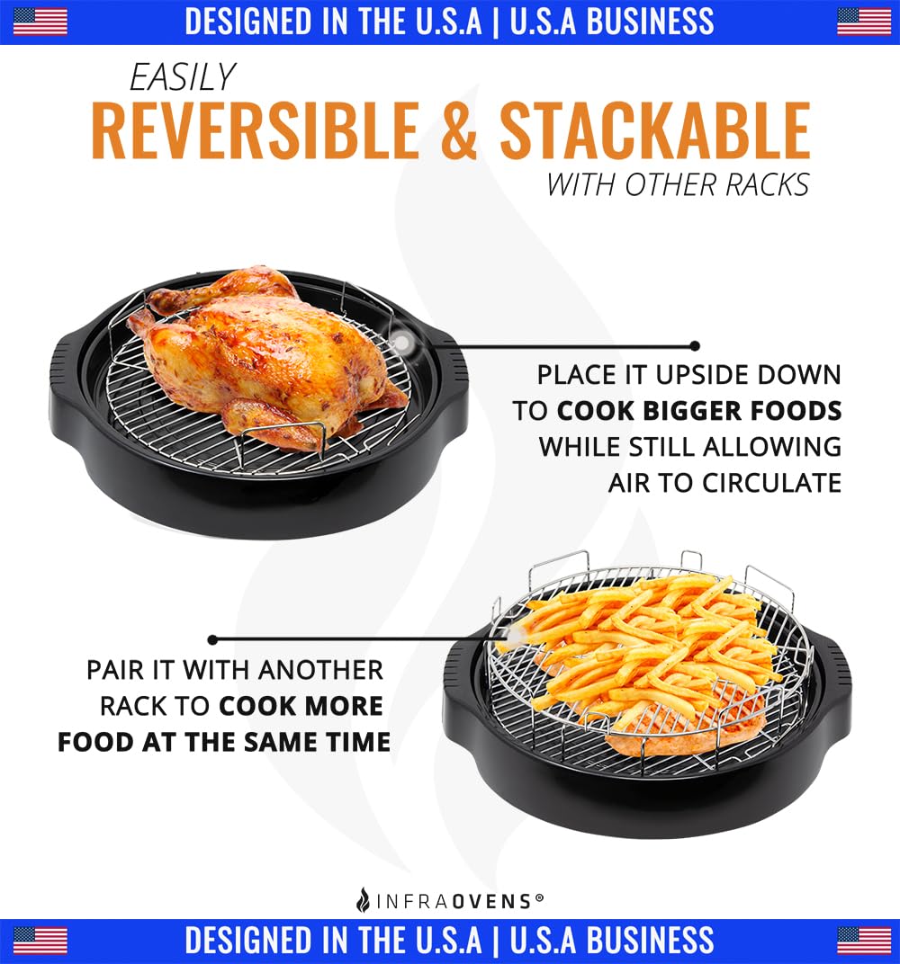 2 inch Anti Rust Stainless Steel Grill Rack Compatible with Nuwave?Oven Pro  Pro Plus  Elite  Breville  Black & Decker  Convection Oven Replacement  Stackable  Reversible 1 inch for Cooking  Cooling