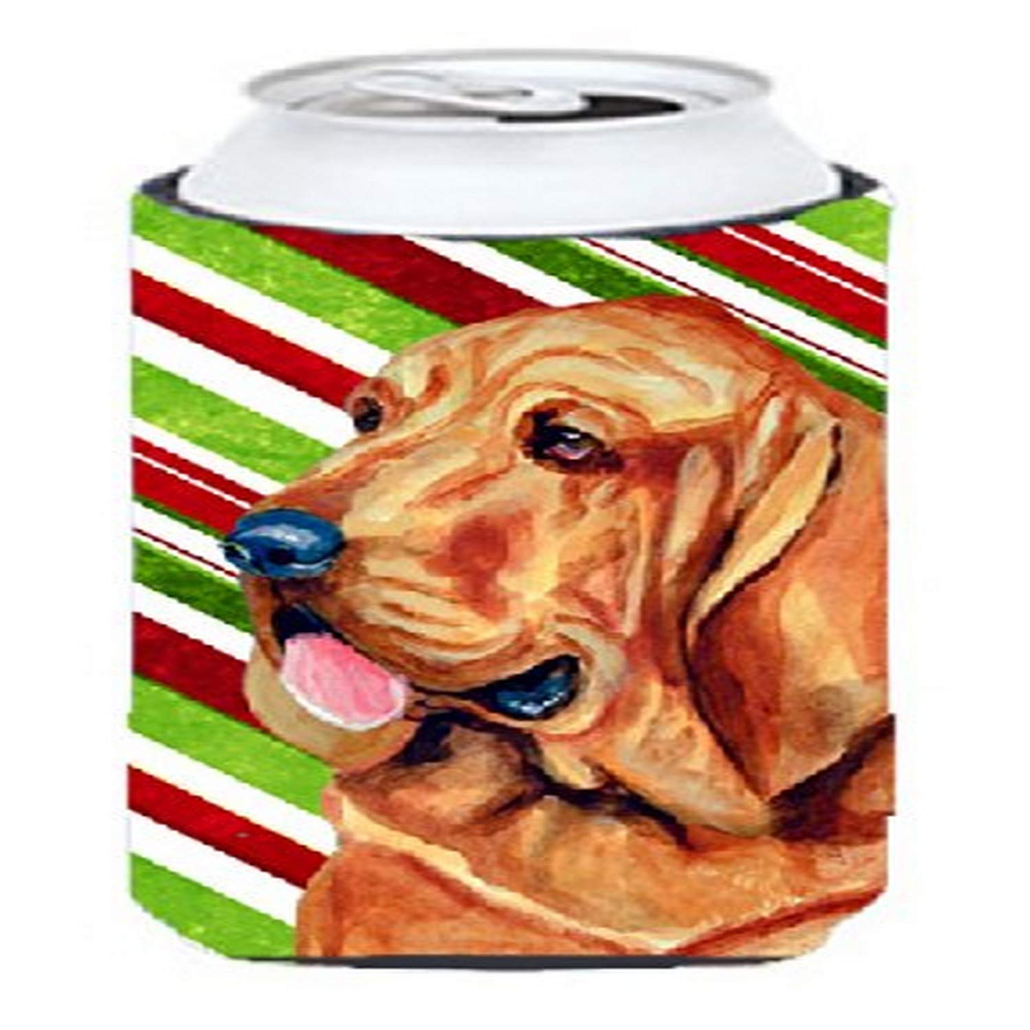 Bloodhound Candy Cane Holiday Christmas  Tall Boy Beverage Insulator Beverage Insulator Hugger