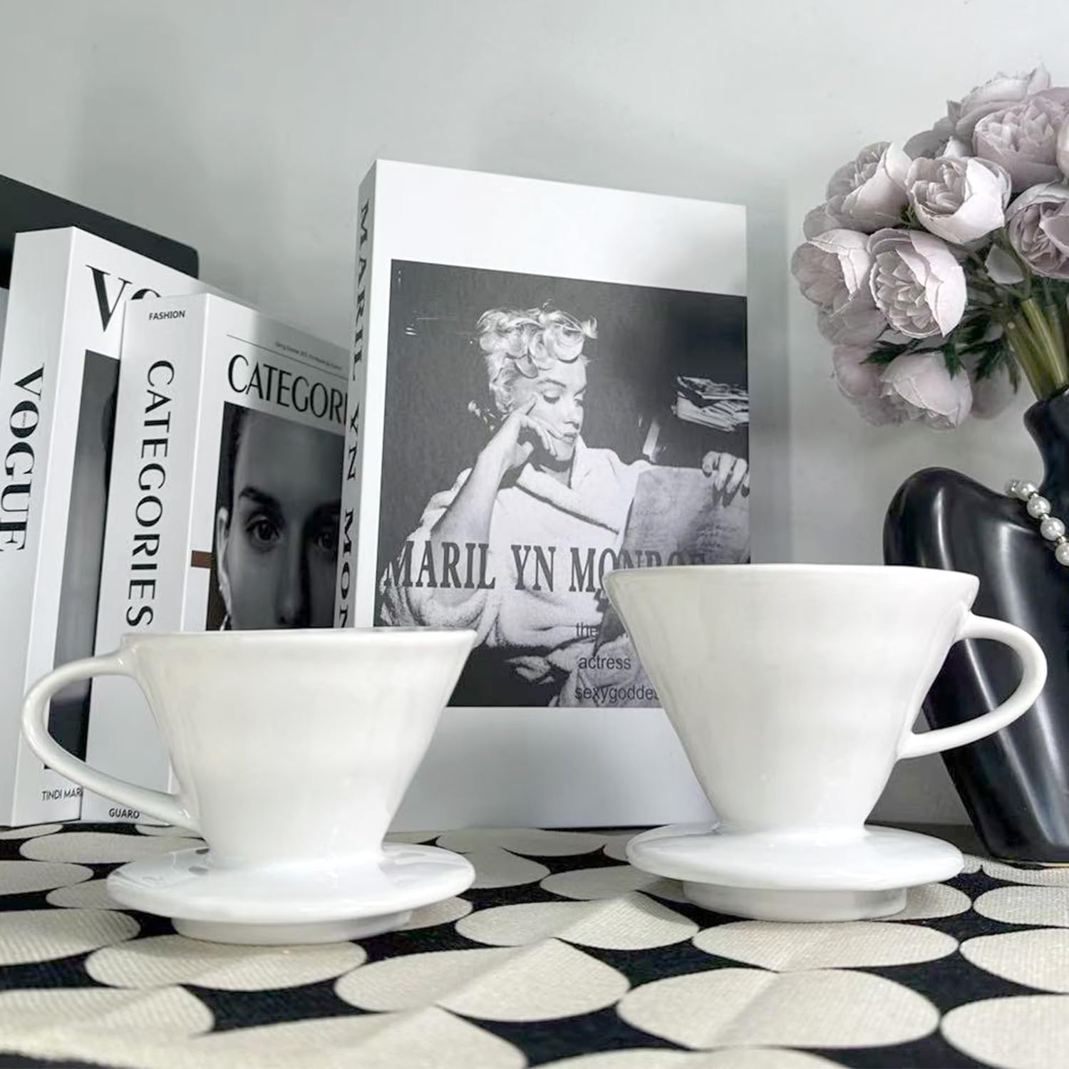 Marirao Pour Over Coffee Maker, Single Cup Coffee Dripper, Manual Porcelain Slow Brewing Accessories For Travel, Camping, Office