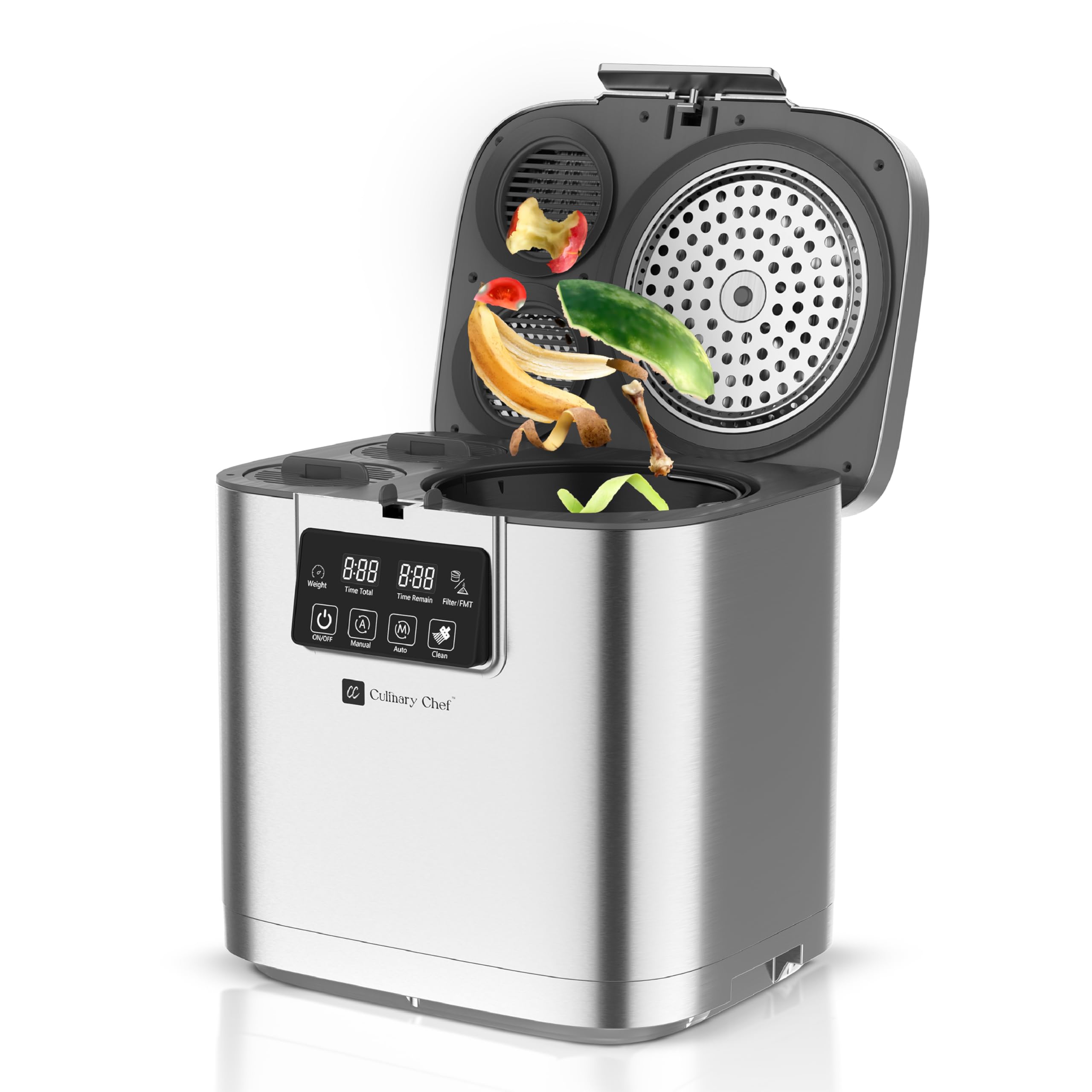 MAGNAVOX Home Culinary Chef Series, 1GALLON Smart Electric Food Waste Composter, Stainless Steel