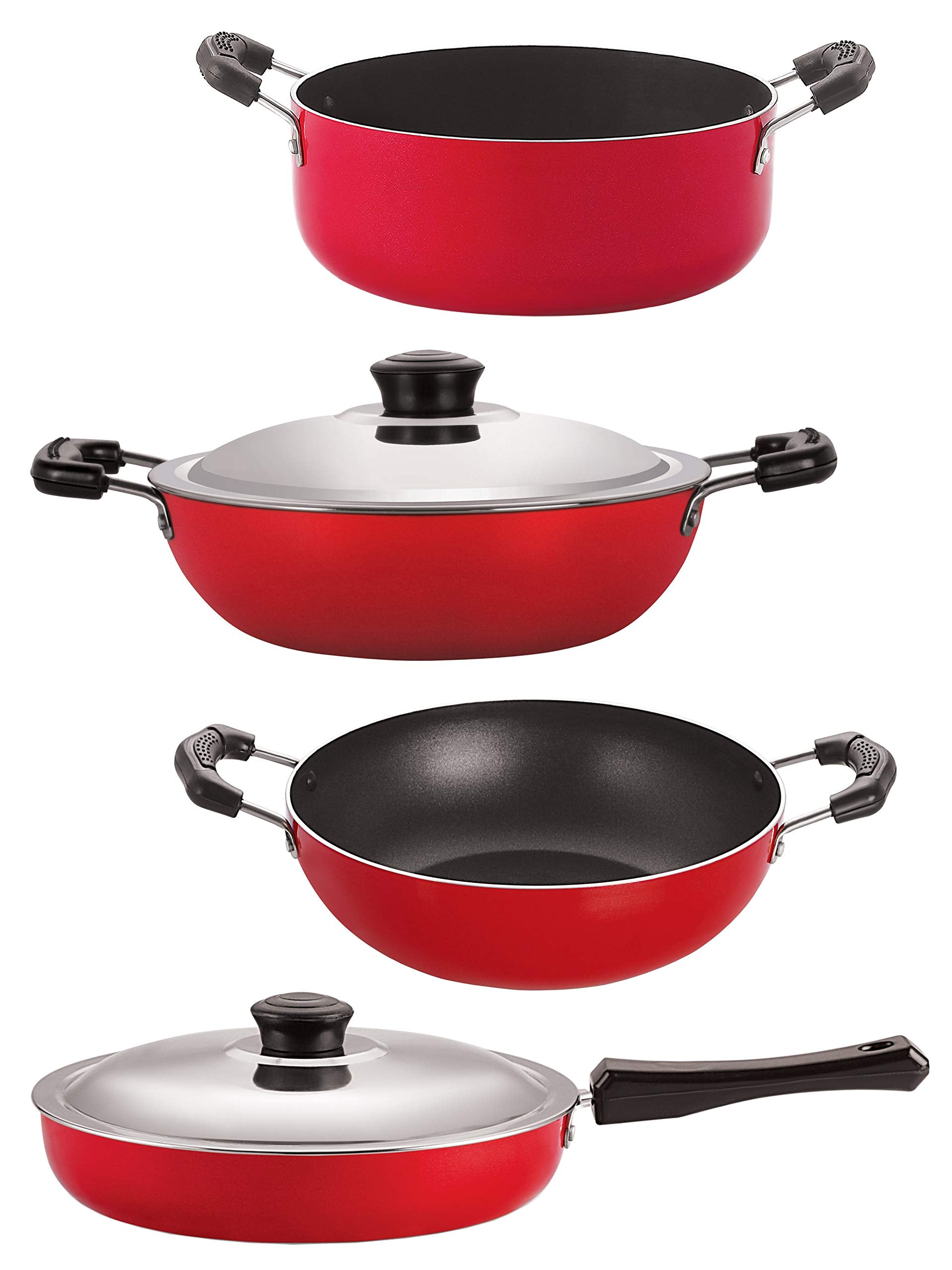 Nirlon Aluminium Non Stick Non Induction Cookware Set Of 4 Pieces (Fp12_Kd12_Dkd(J)_Cs24)