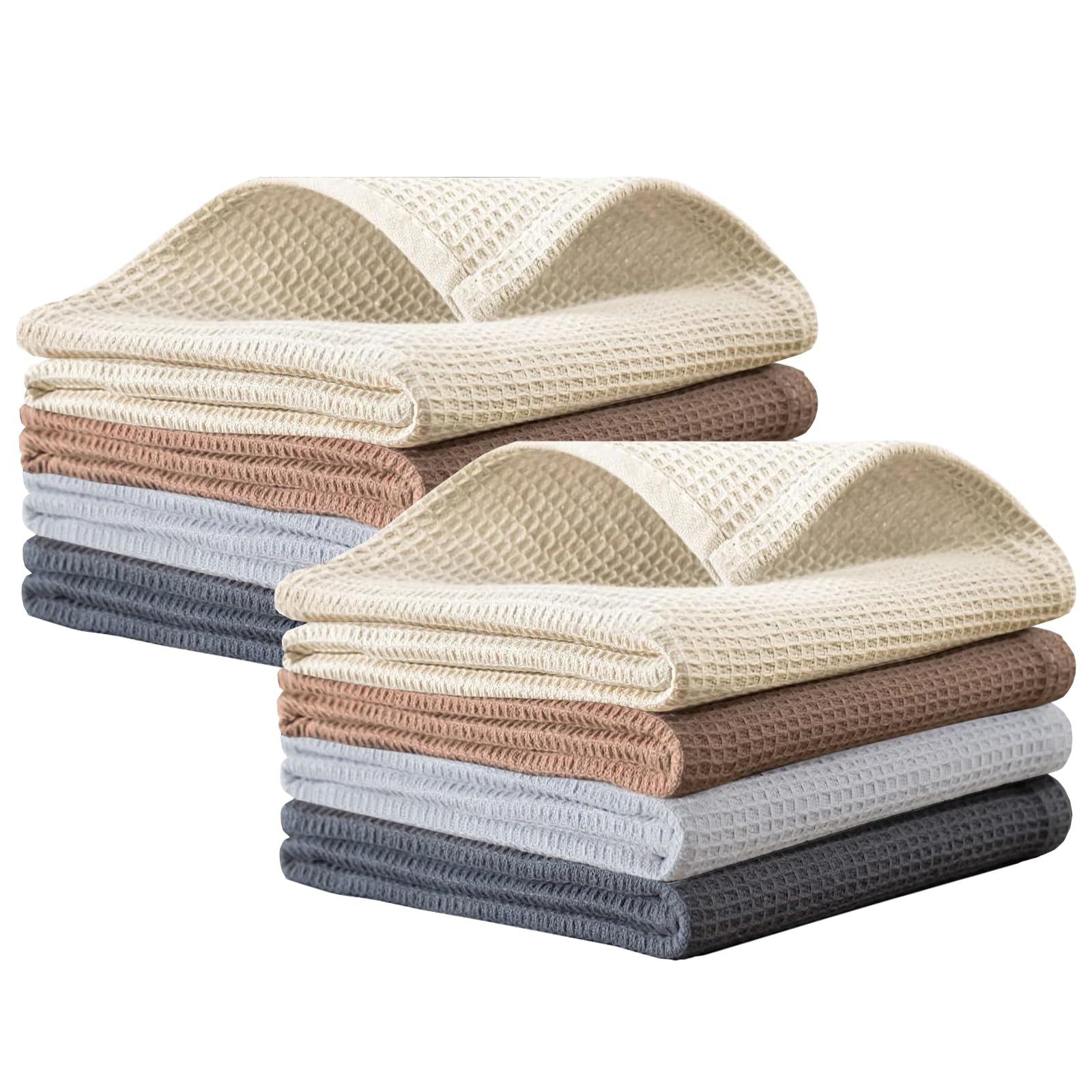 Py Home & Sports Dish Towels Set, 100% Cotton Waffle Weave Kitchen Towels 8 Pieces, Super Absorbent Kitchen Hand Dish Cloths For