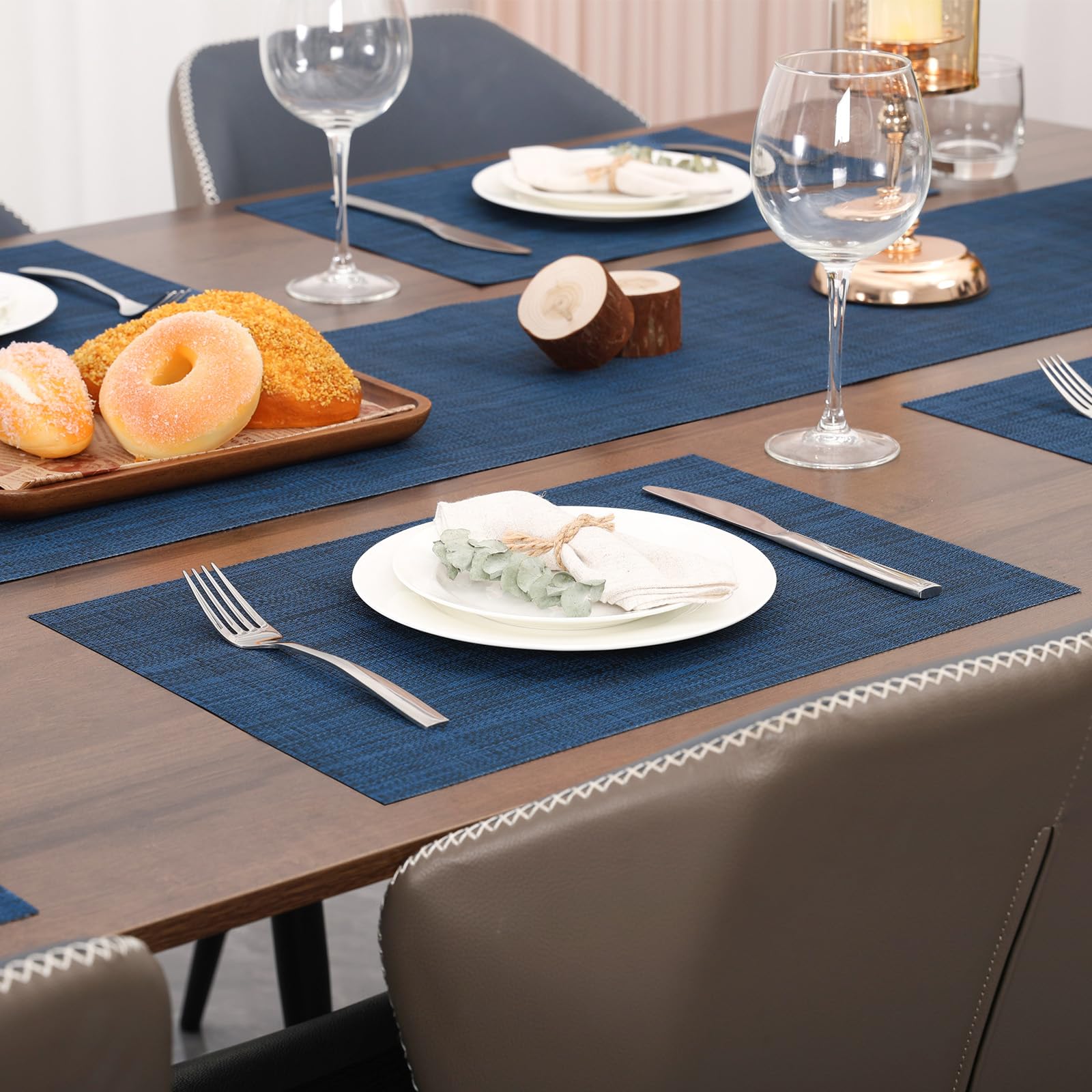 Myir Jun Place Mats, Table Mats Set Of 8 Indoor Placemats Washable Non-Slip Heatproof Woven Placemats For Dining Table Fabric Pl