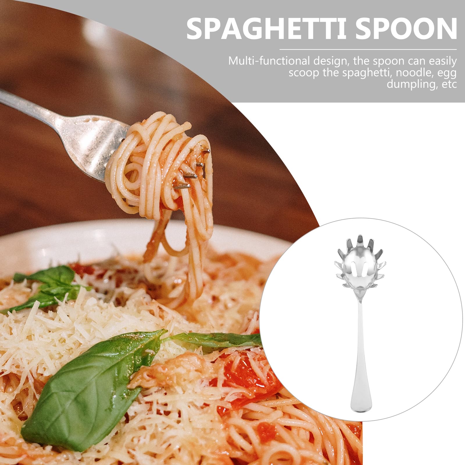 Doitool 9.4 Inch Spaghetti Spoon,Stainless Steel Pasta Spoon Pasta Fork,Pasta Server With Teeth,Noodle Spoon Pasta Server Utensi