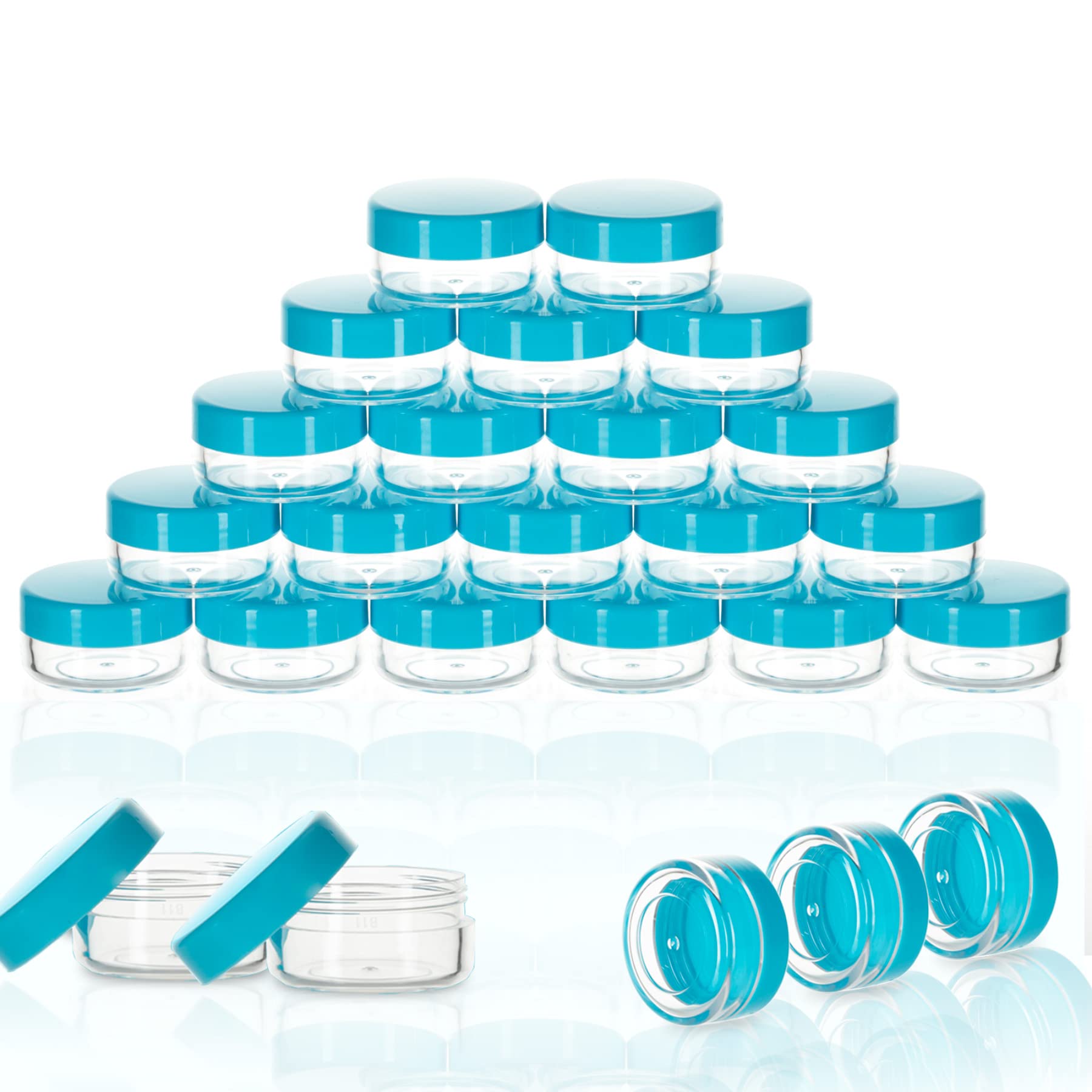 Zejia 10 Gram Sample Containers, 20 Count Cosmetic Containers With Lids, Refillable Empty Sample Jars, Small Plastic Containers
