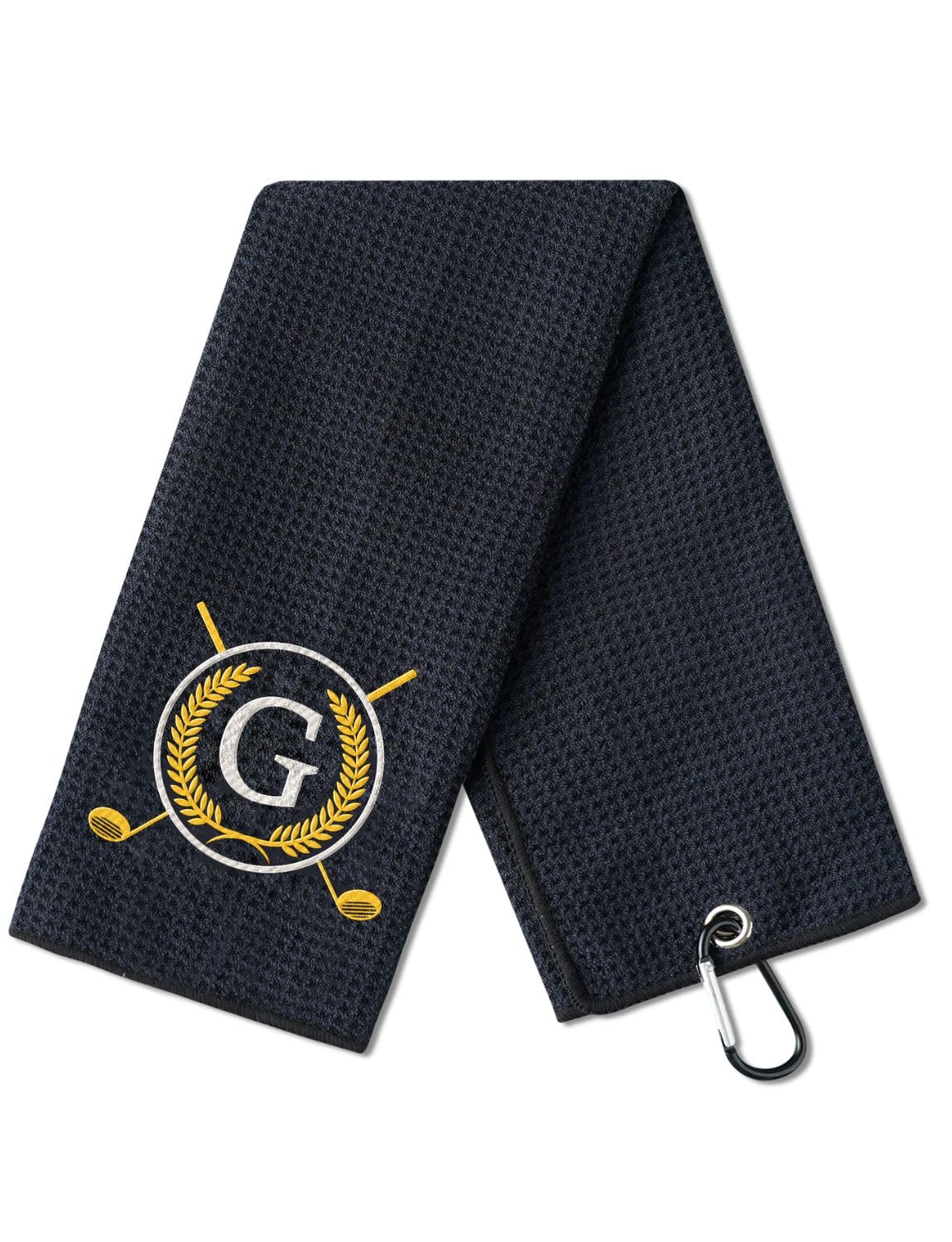 CybGene Golf Towel Gifts - Microfiber Golf Towels for Men and Women on Birthday, Christmas, 16 x 24 , Black, Initial G