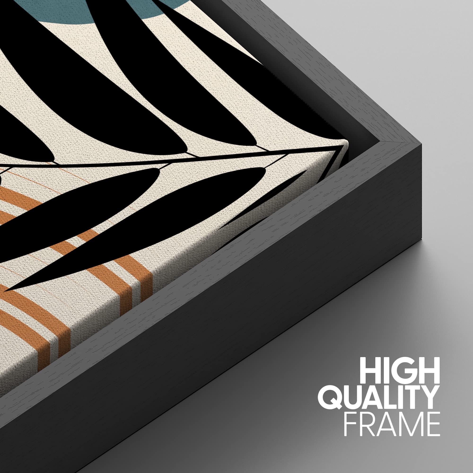 Idea4Wall Framed Canvas Print Wall Art Set Geometric Jungle Leaf Polygon Collage Abstract Nature Illustrations Modern Art Nordic