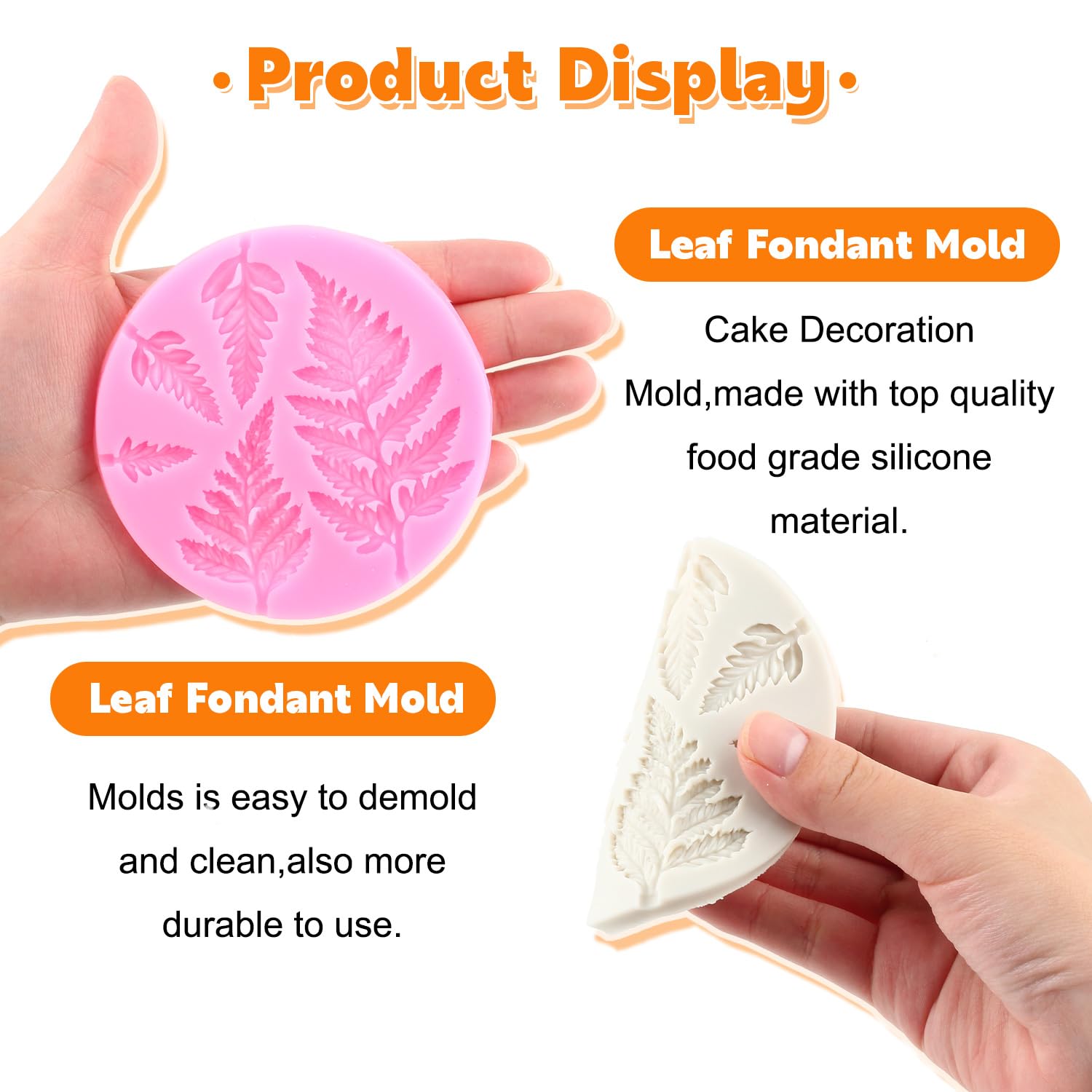 Rfghac Tree Leaf Silicone Mold Fern Leaves Fondant Molds Fern Mold For Cake Decorating Cupcake Topper Candy Chocolate Gum Paste