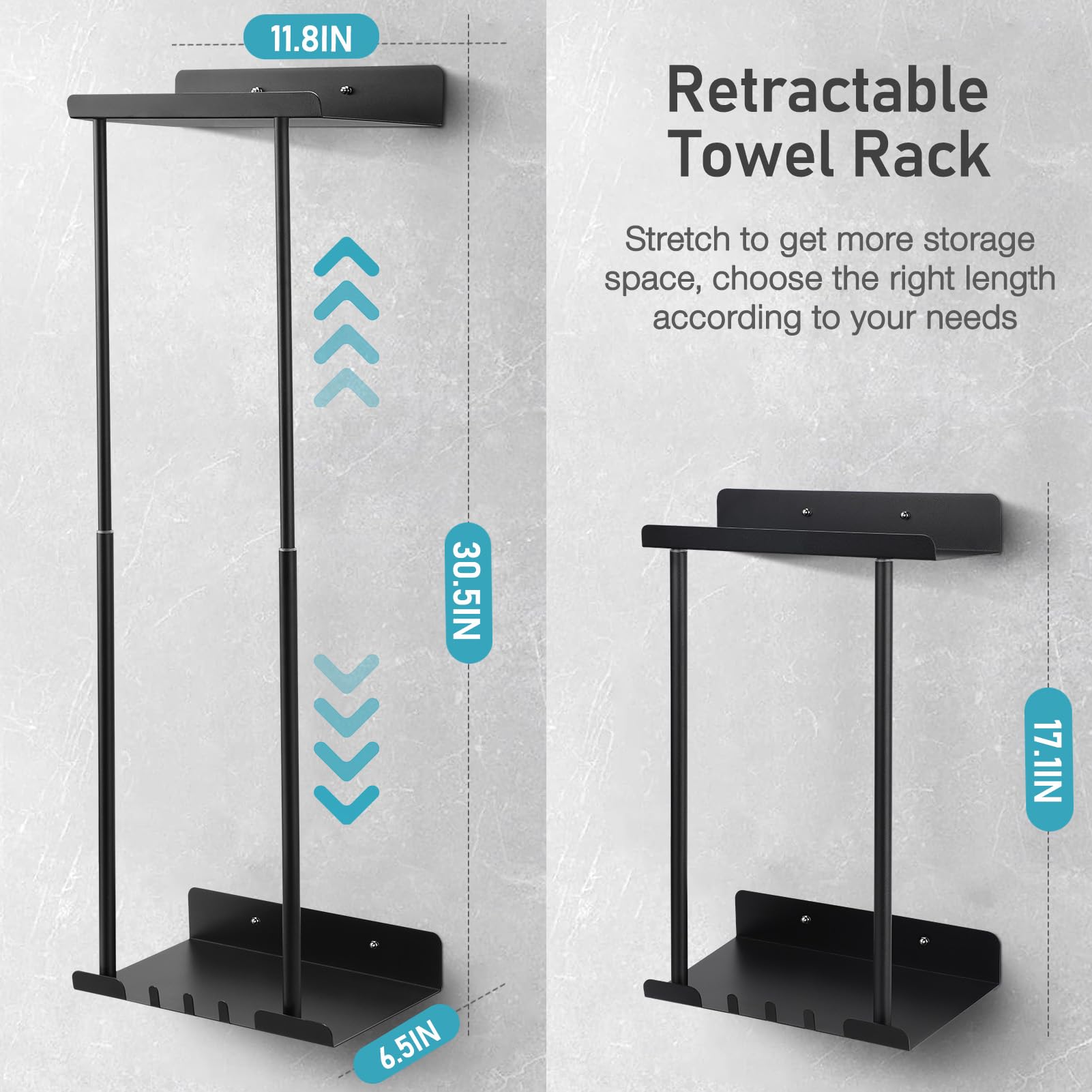 Hommtina Bathroom Towel Storage Black Towel Holder Bathroom Decor Aesthetic Towel Racks For Bathroom Bath Towel Storage For Roll