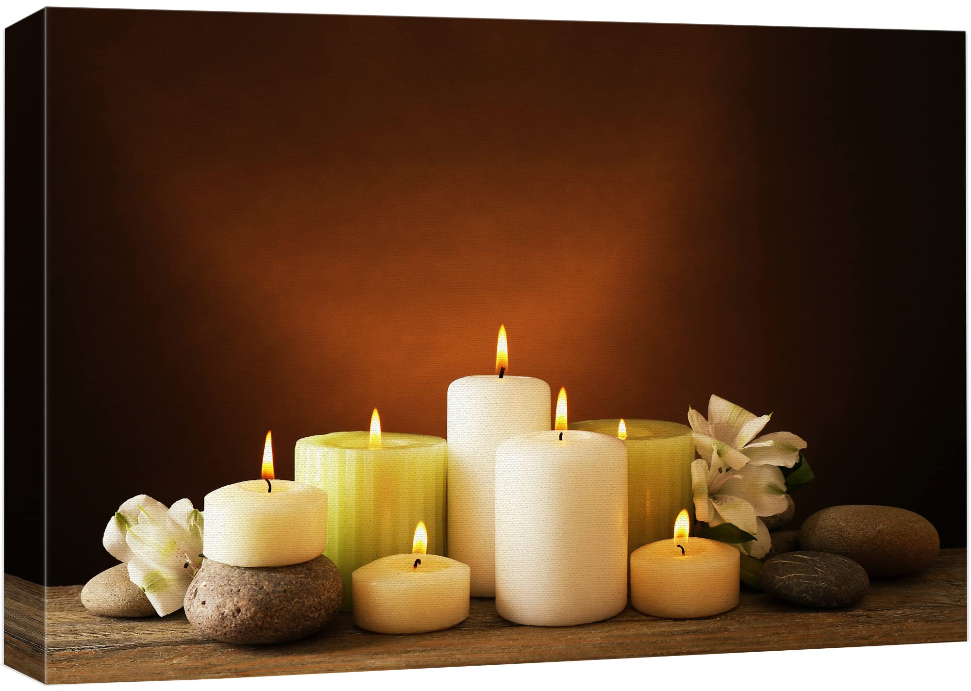Wall26 Canvas Print Wall Art Meditation White Relaxation Candles Massage Stones Nature Wilderness Photography Realism Rustic Lan
